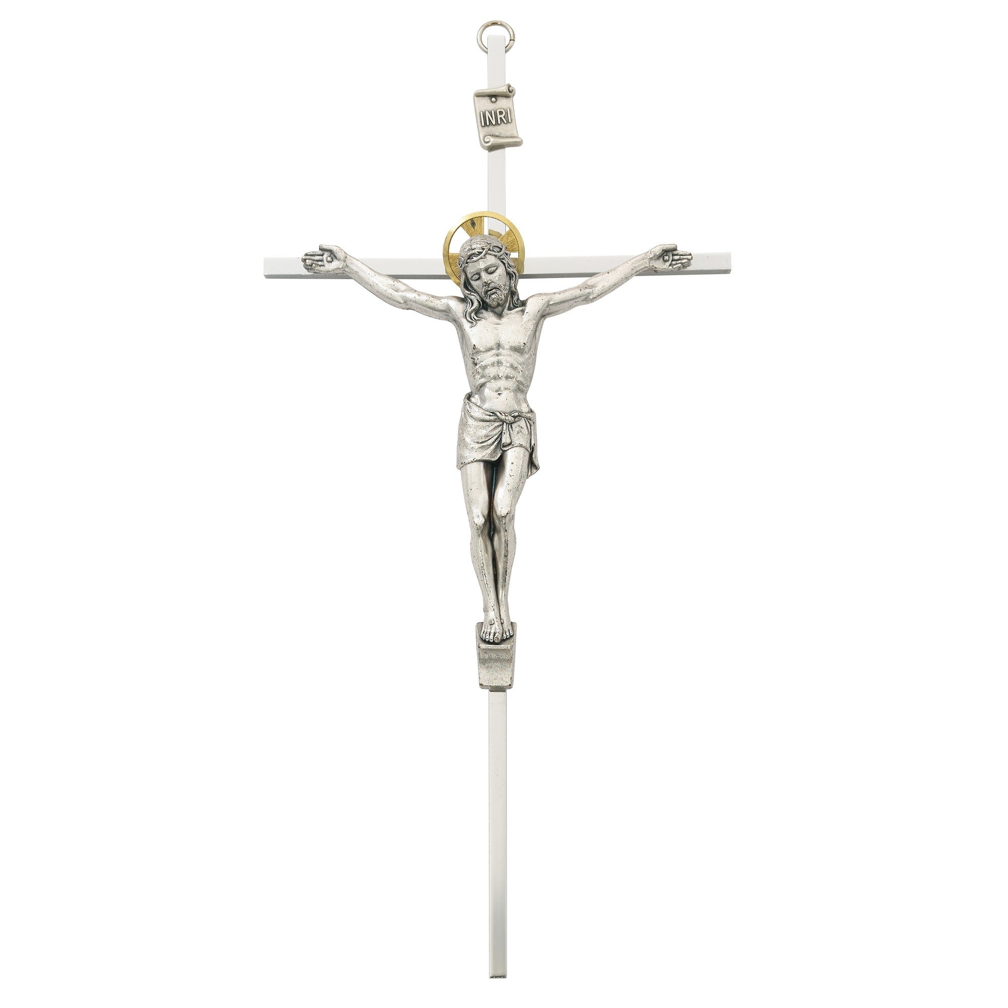 Silver Crucifix w/Gold Halo - 10 inch