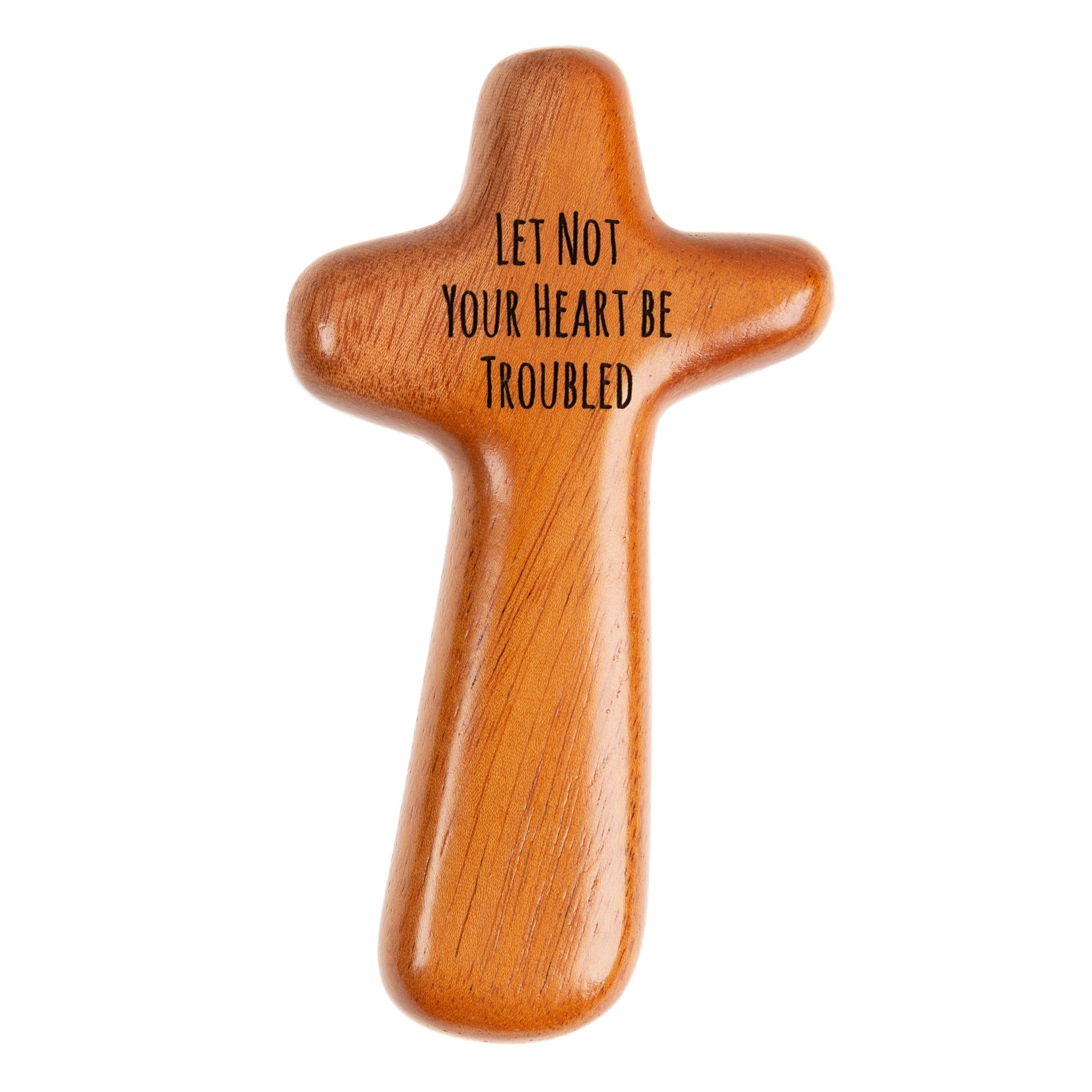 Let Not Your Heart Be Troubled Comforting Wood Palm Cross