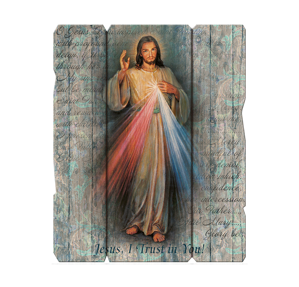 Gray Divine Mercy Wooden Wall Plaque