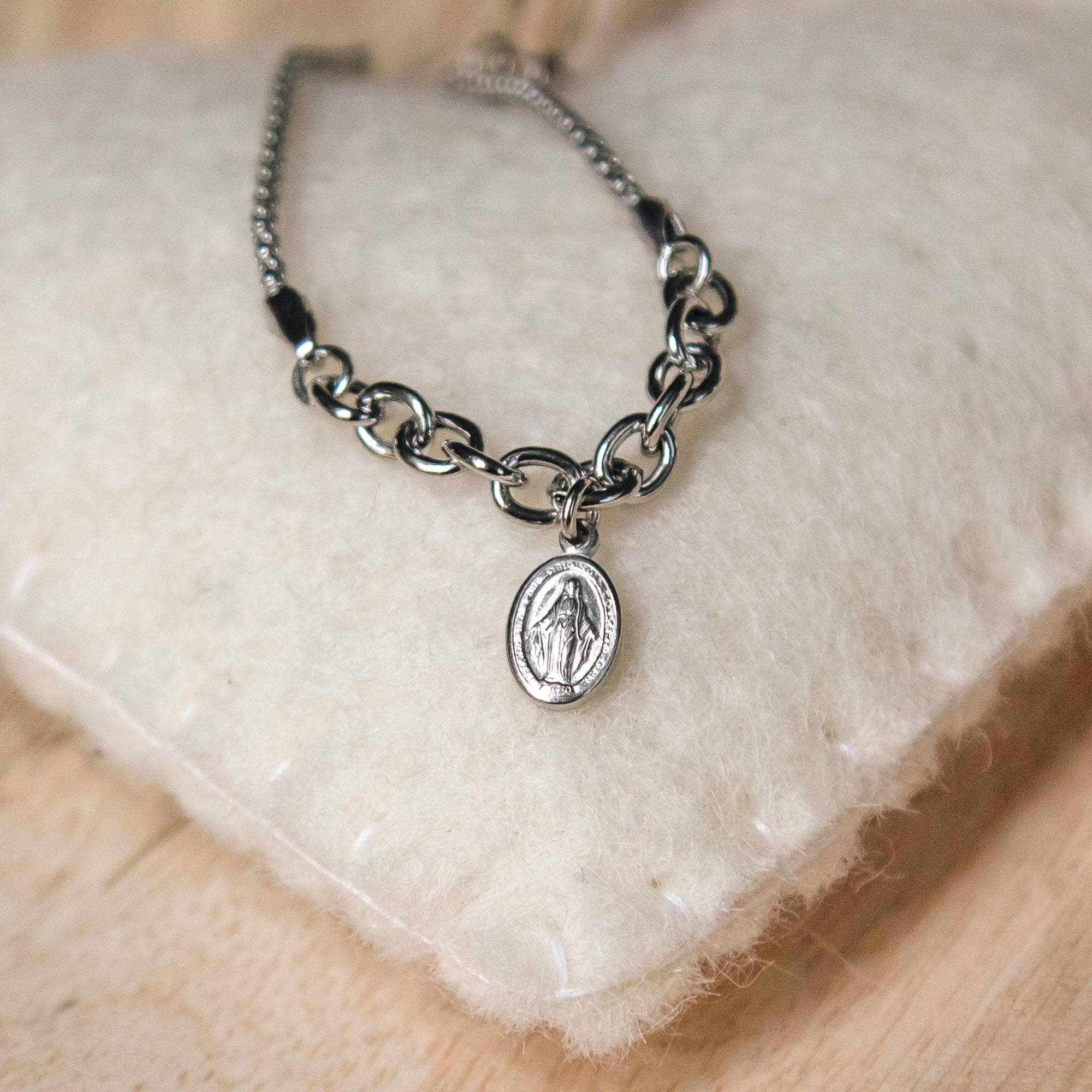 Sterling Silver Miraculous Medal Bracelet