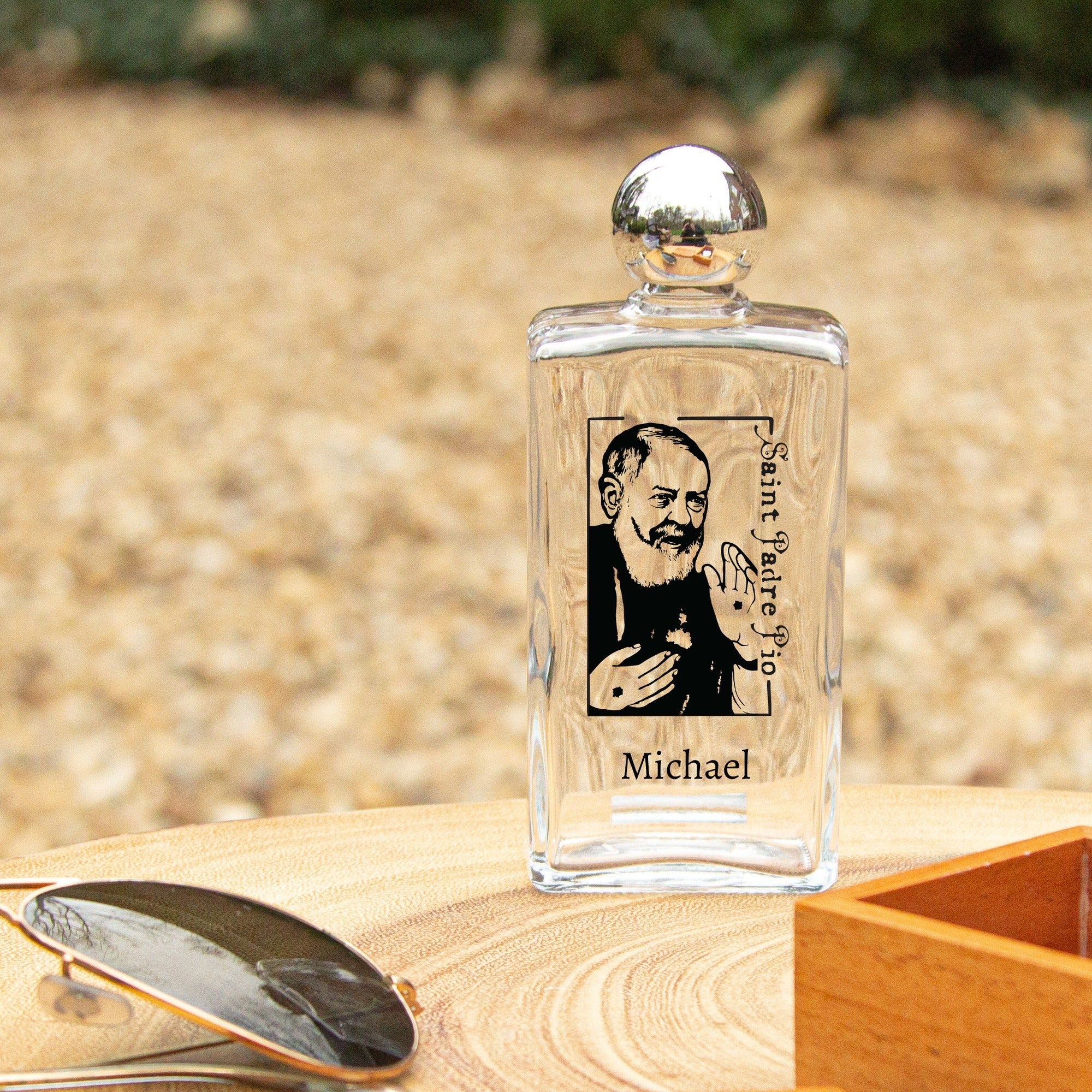 Personalized Padre Pio Holy Water Bottle