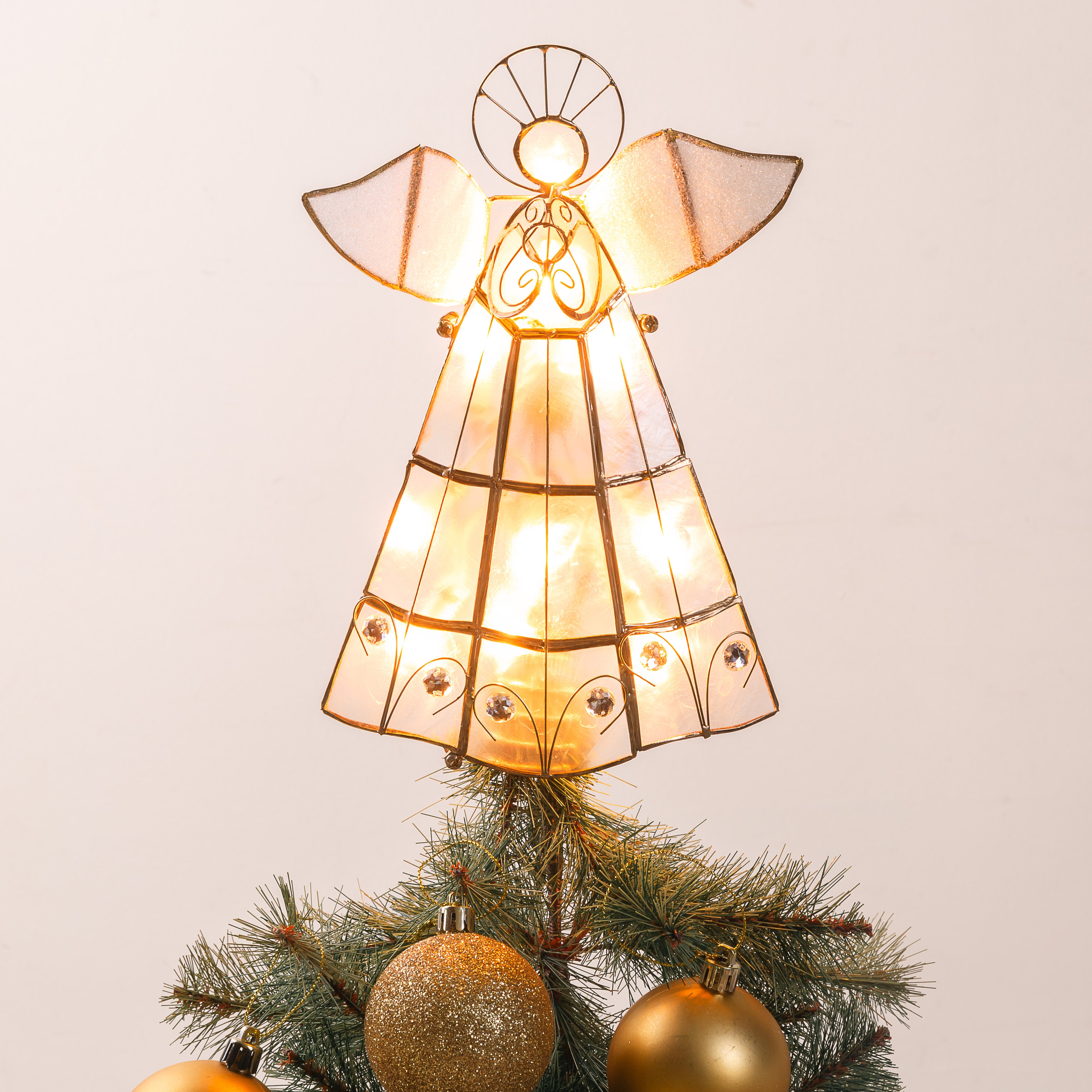 Lighted Capiz Angel Christmas Tree Topper