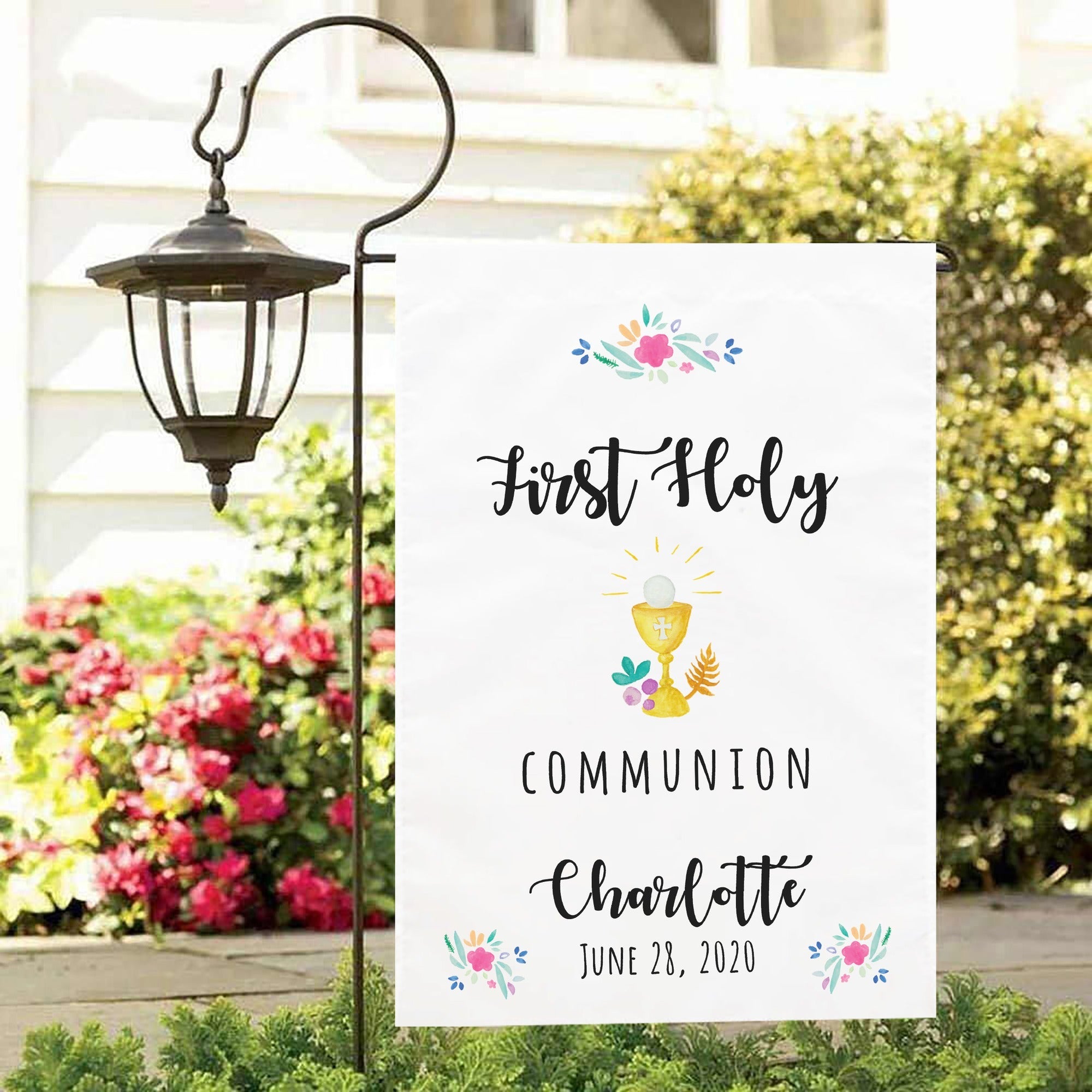 Personalized First Communion Garden Flag for Girls