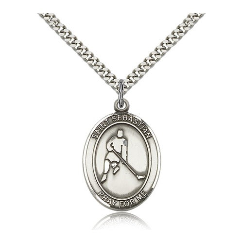 Sterling Silver St. Sebastian/Ice Hockey Pendant w/ chain