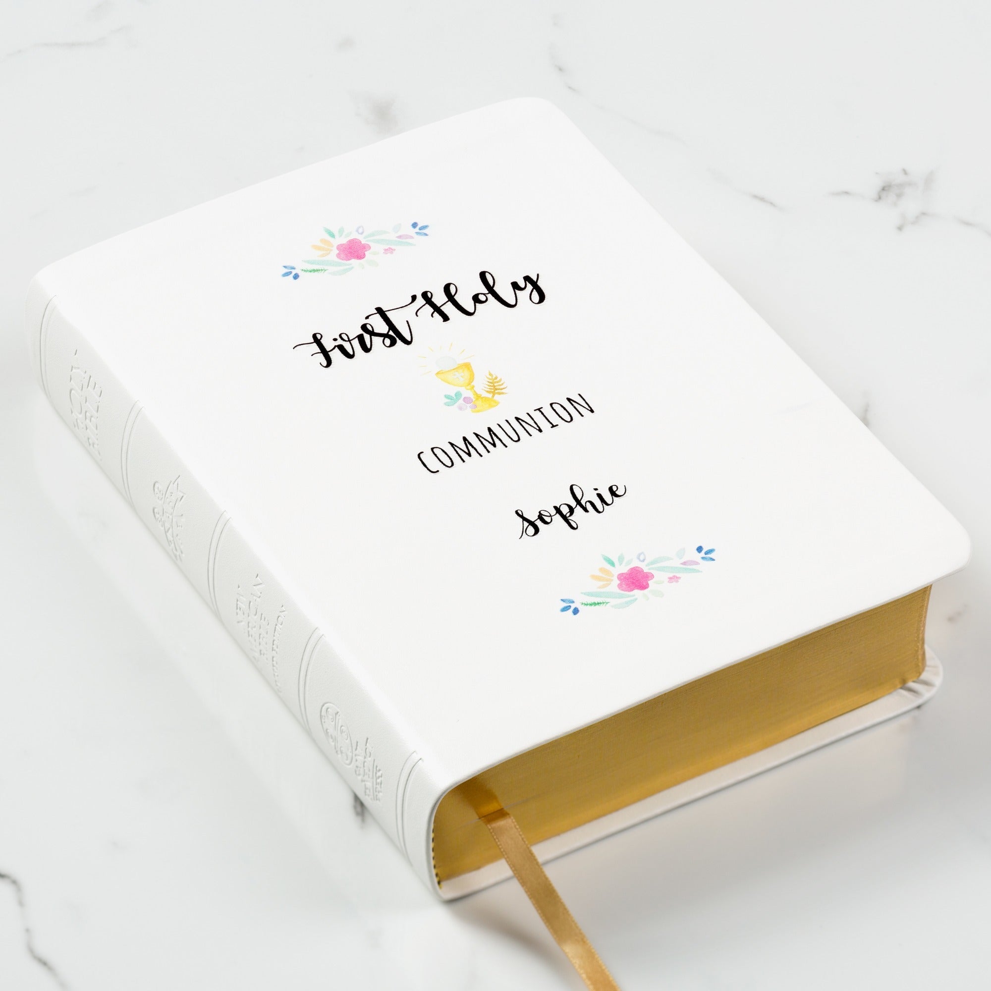 Personalized First Communion Girl's Watercolor Bible