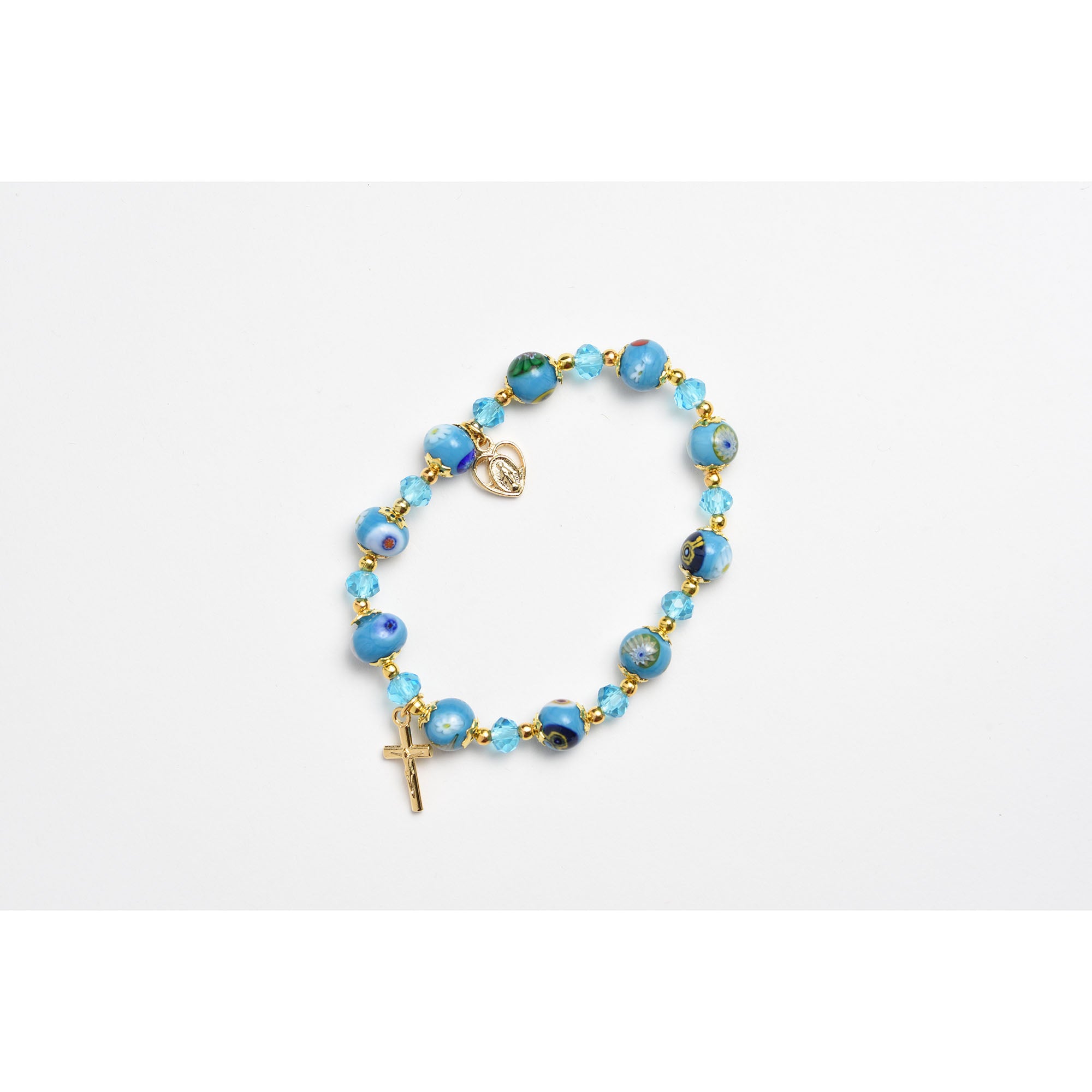 Aqua Murano Glass Rosary Bracelet
