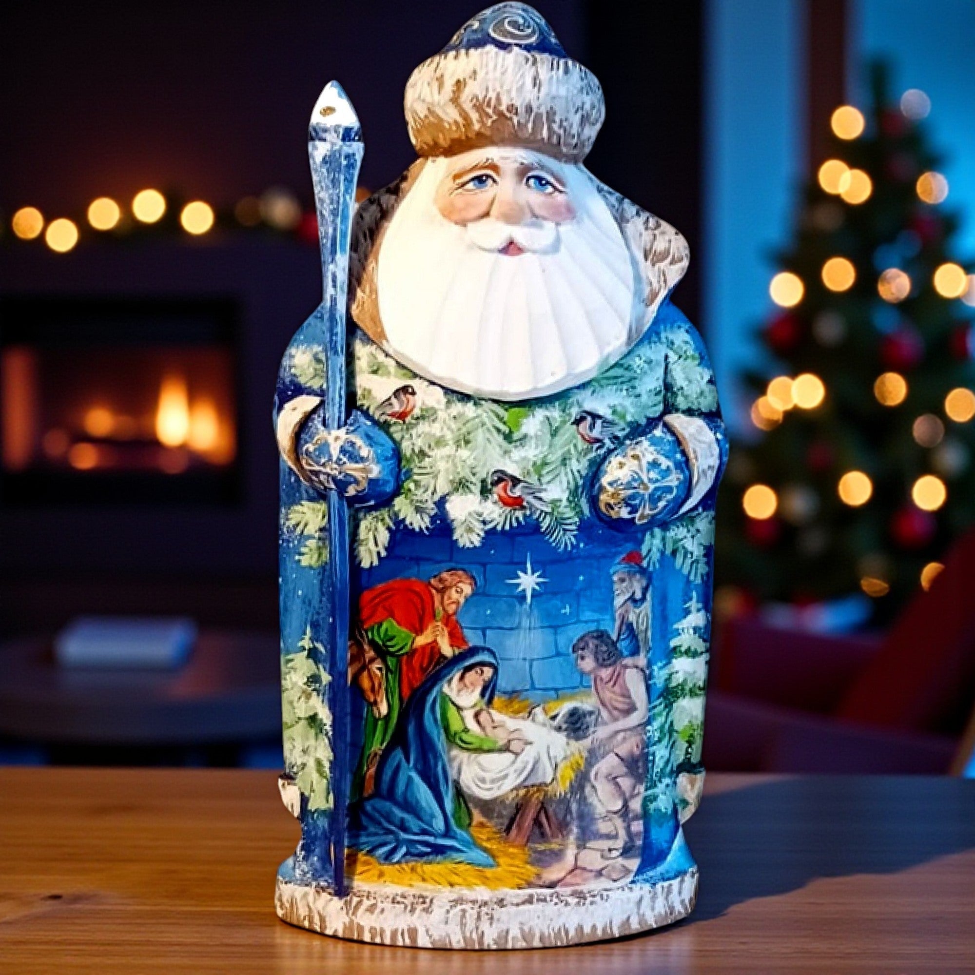 Handmade Russian St. Nicholas Nativity Statue - 8"