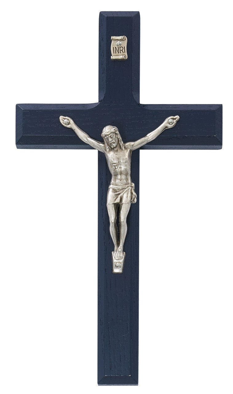 Navy Wall Crucifix - 7"