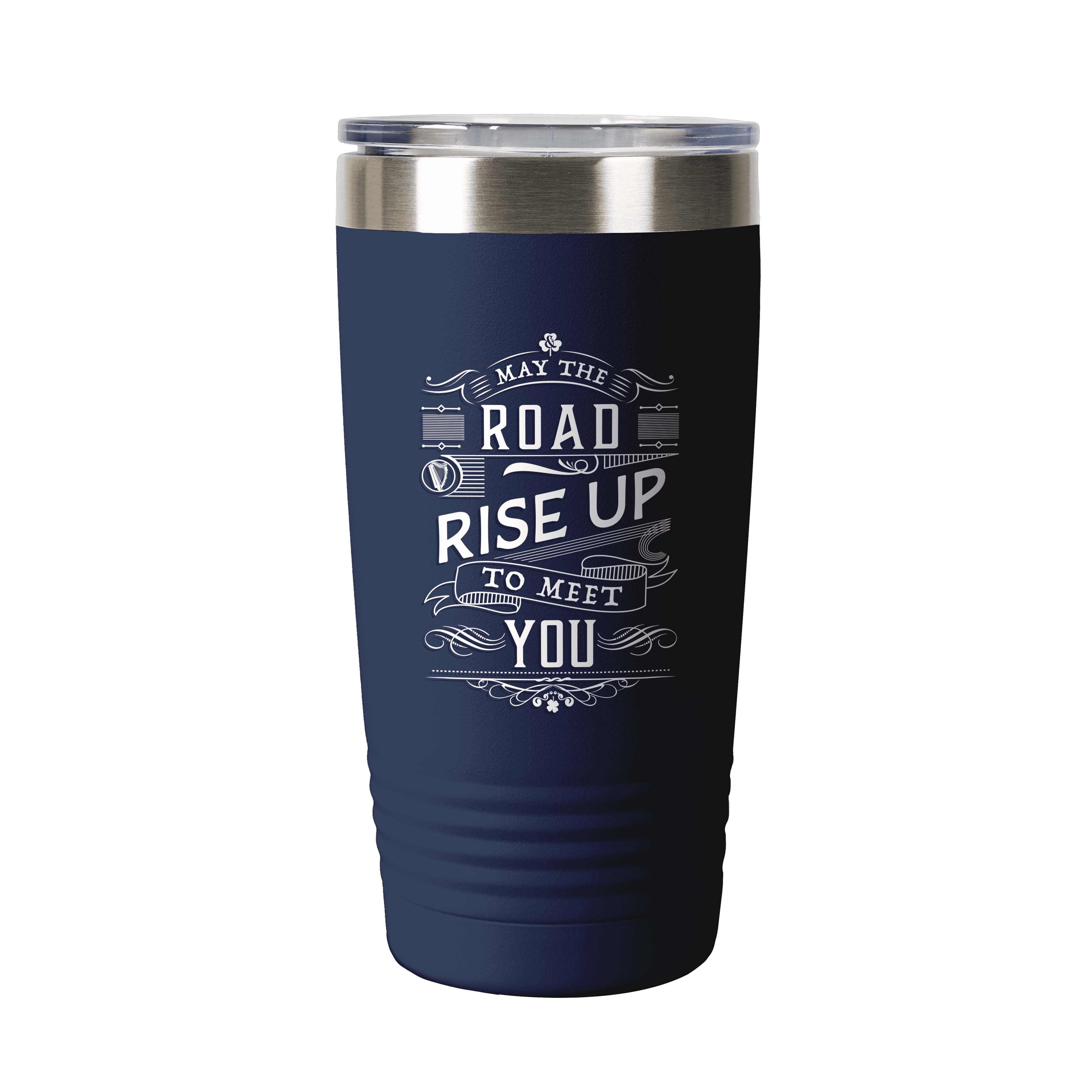 Thank God For Coffee May The Road Rise Blue Tumbler