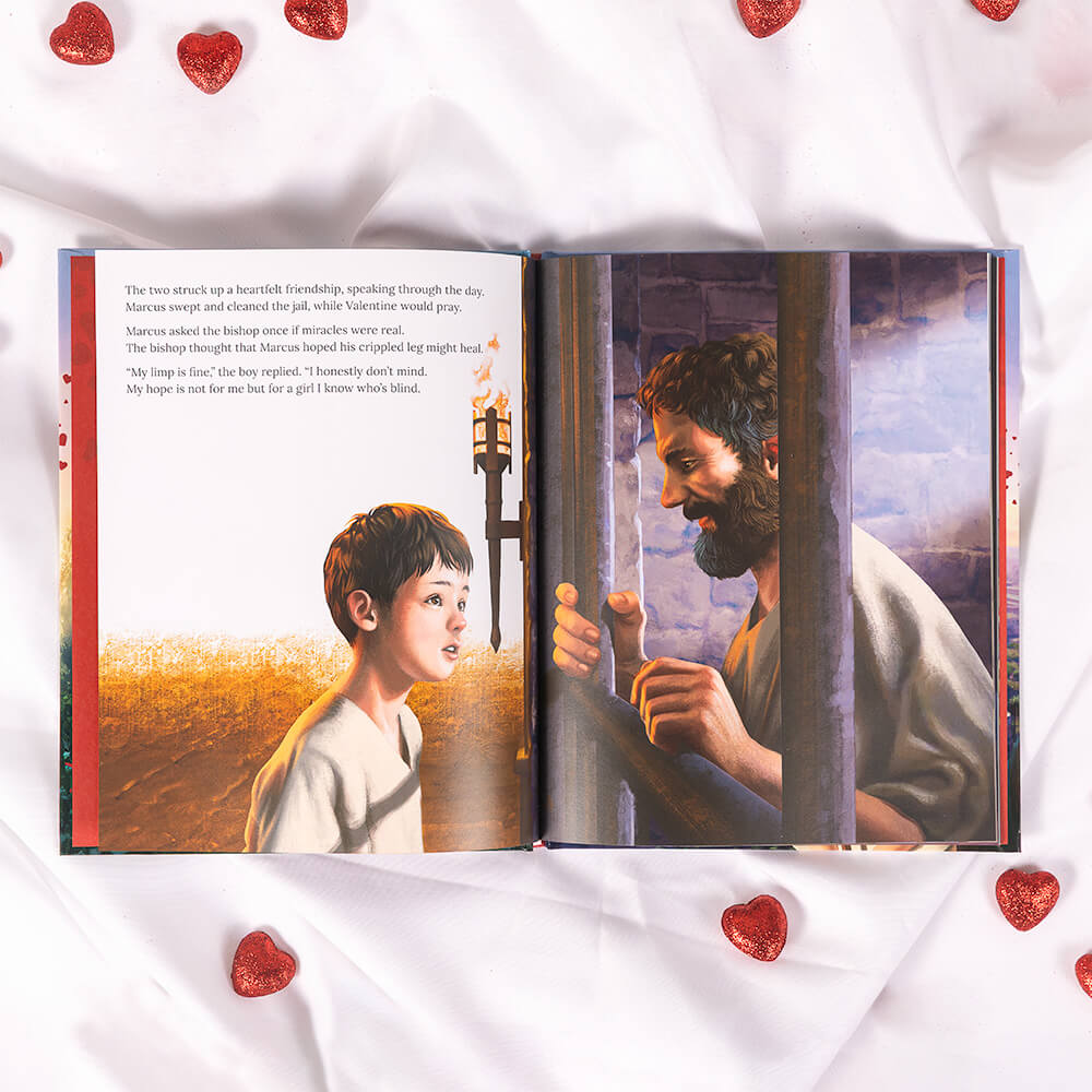Your Valentine Book & Saint Puns Valentines Stickers Gift Set