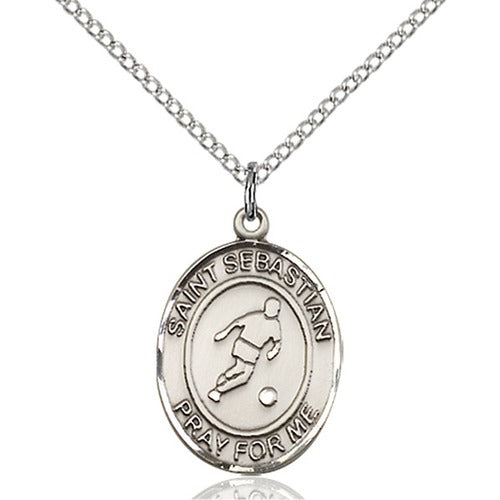 Sterling Silver St. Sebastian/Soccer Pendant