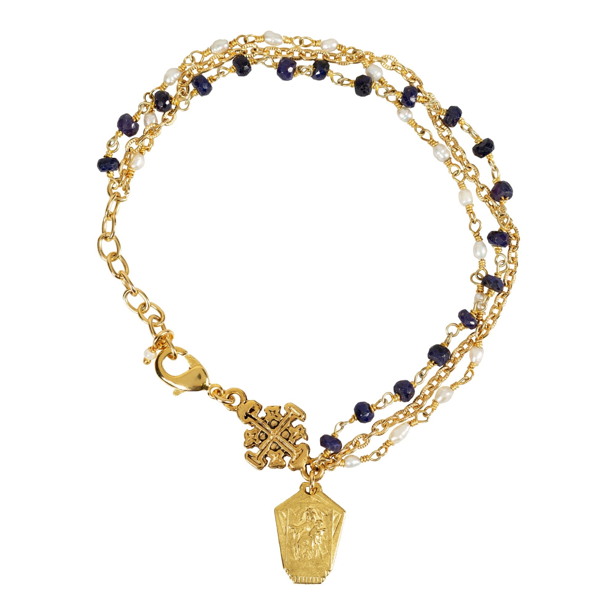 Sapphire and Pearl Scapular Bracelet
