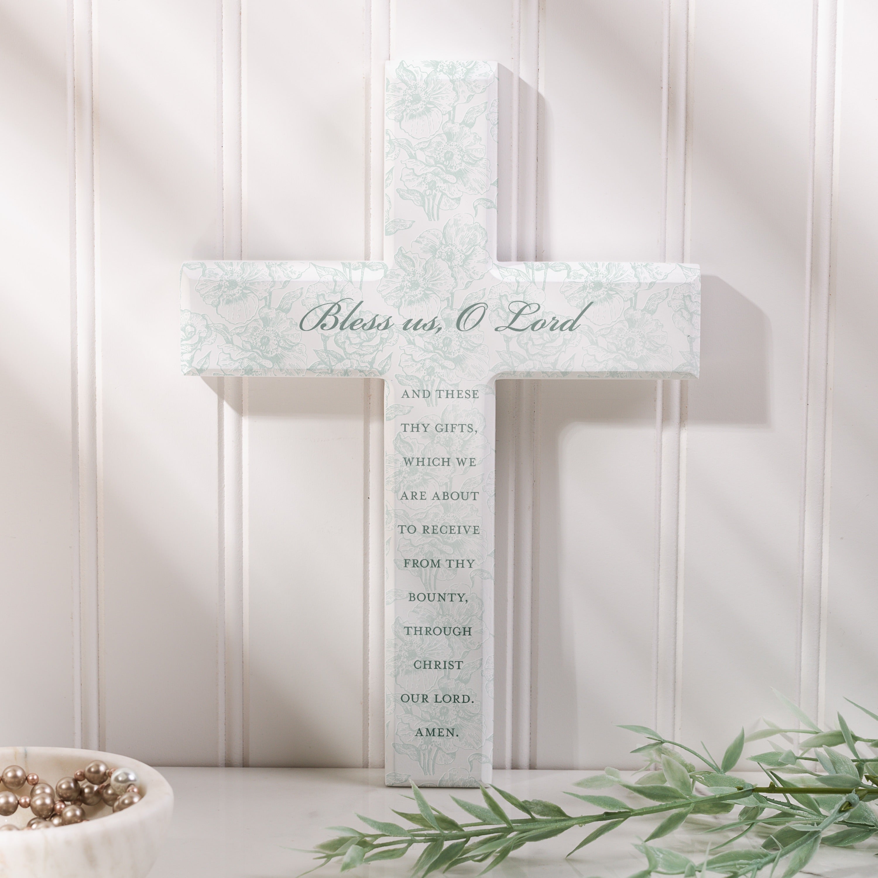 Bless Us O Lord Toile Wall Cross - 10"