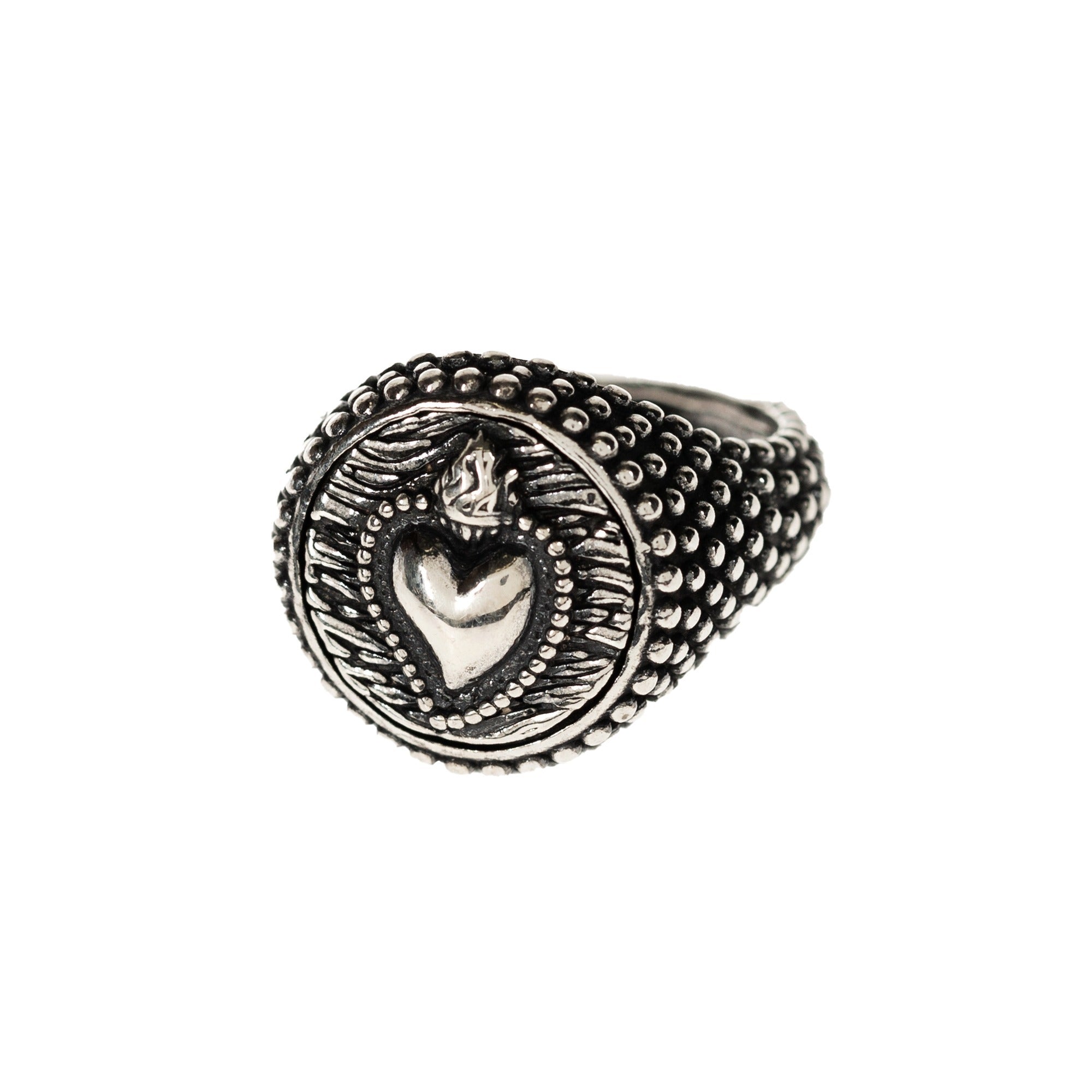 Sterling Silver Sacred Heart Signet Ring