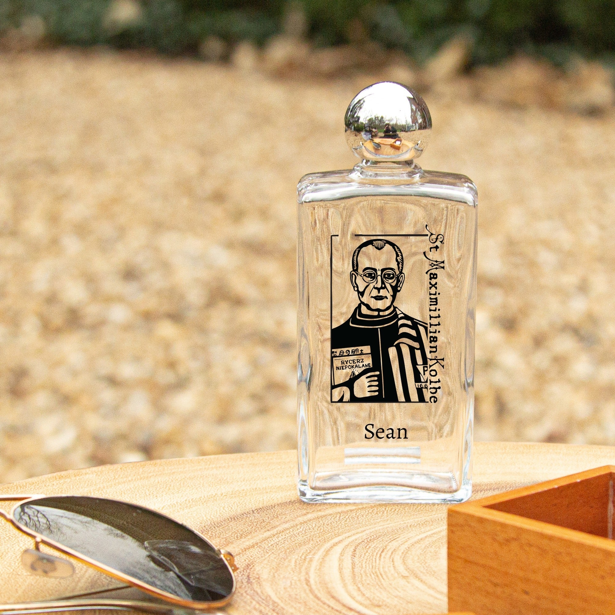 Personalized St. Maximilian Kolbe Holy Water Bottle