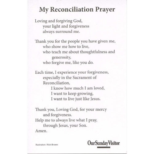 First Reconciliation Student Prayer Card -Pkg of 10