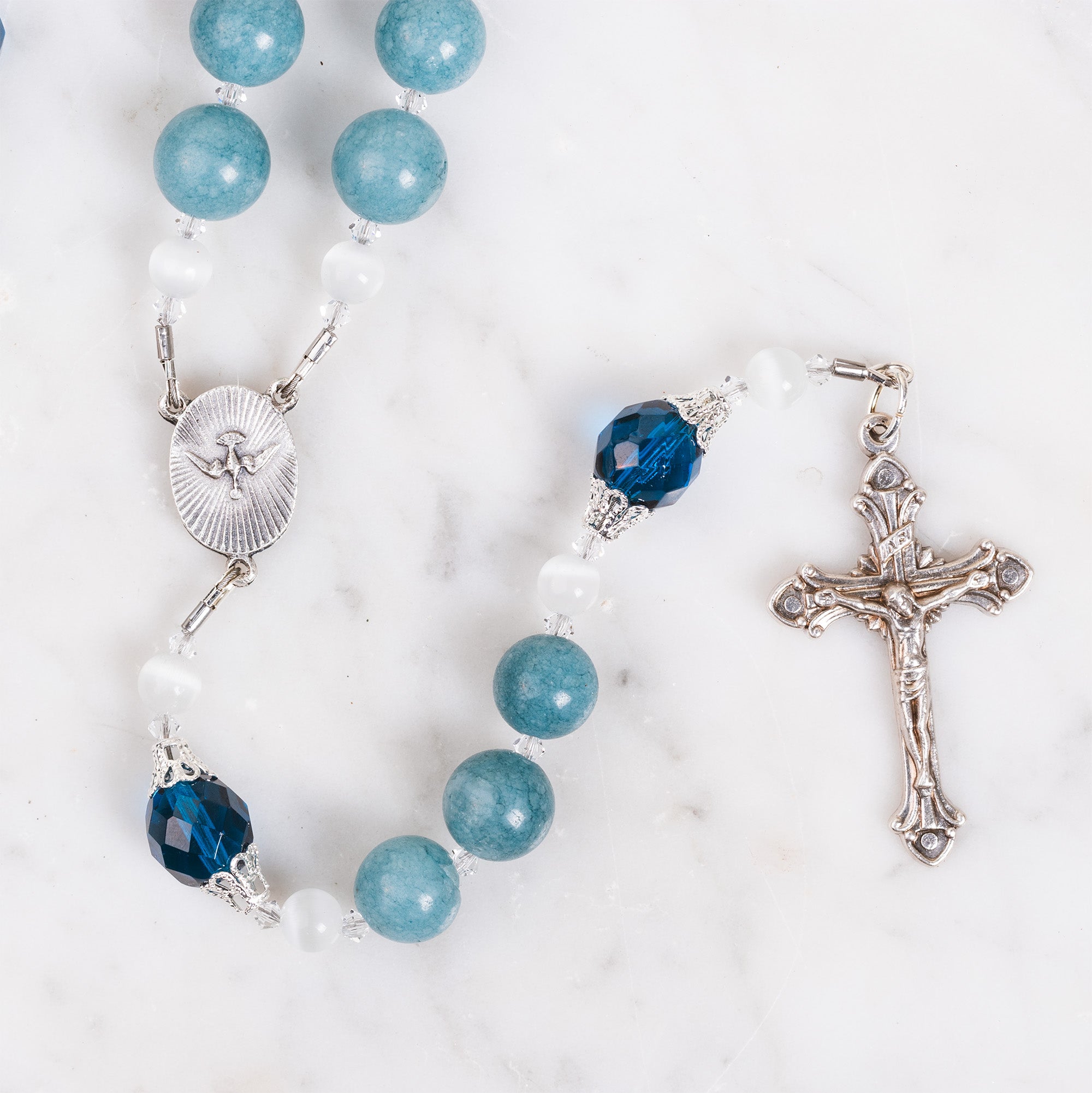 Blue Quartz & Swarovski Crystal Chaplet of Conversion
