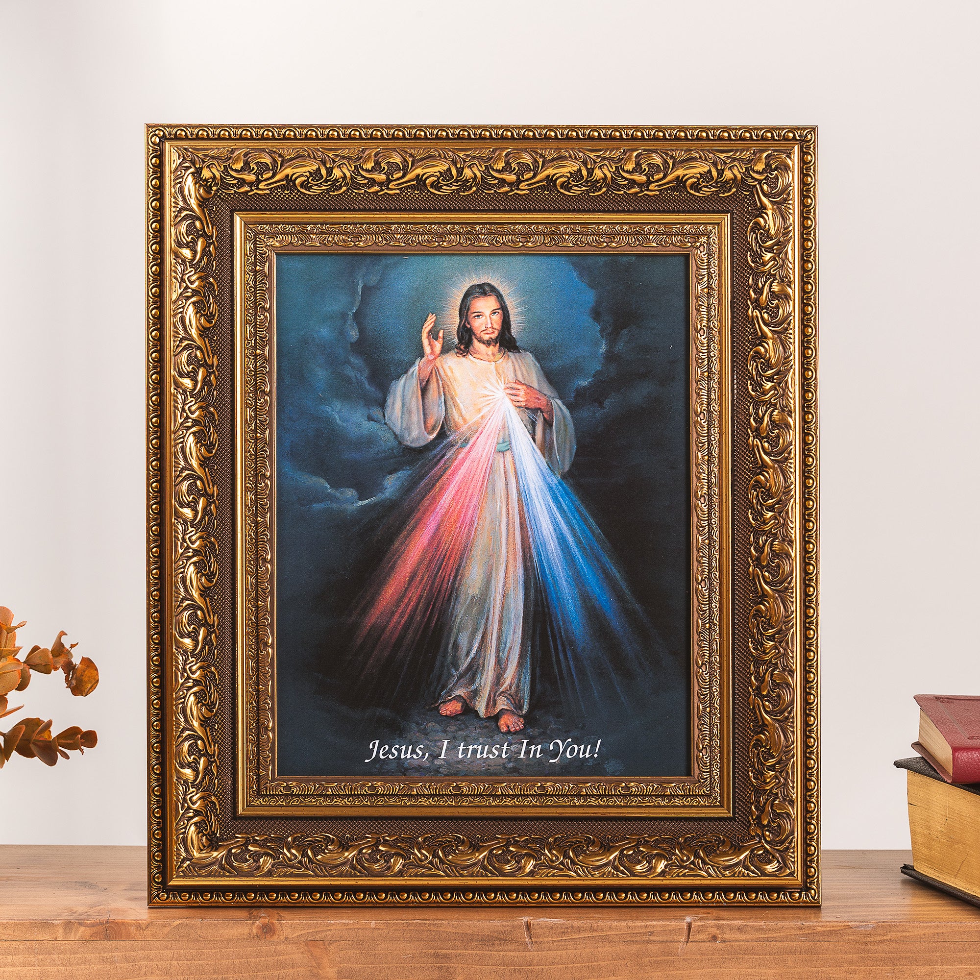 Divine Mercy Gold Leaf Florentine Framed Print - 8" x 10"