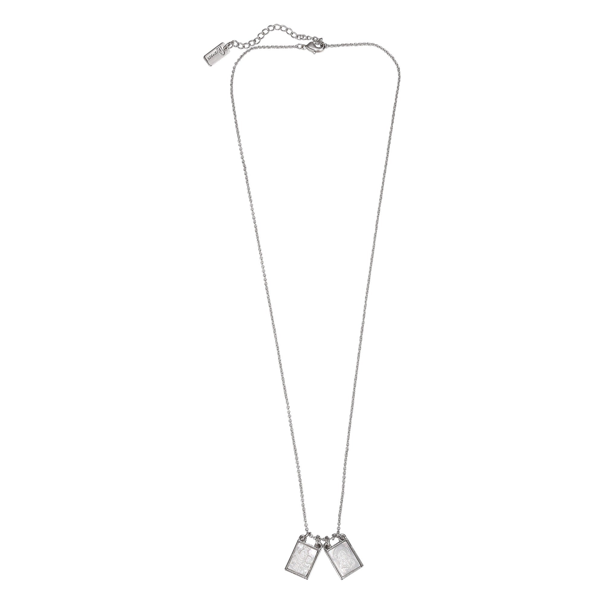 Pearlized Scapular Silver Neckace