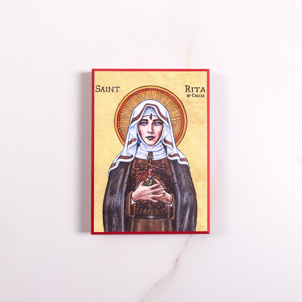 St. Rita Modern Icon Plaque - 5" x 7"