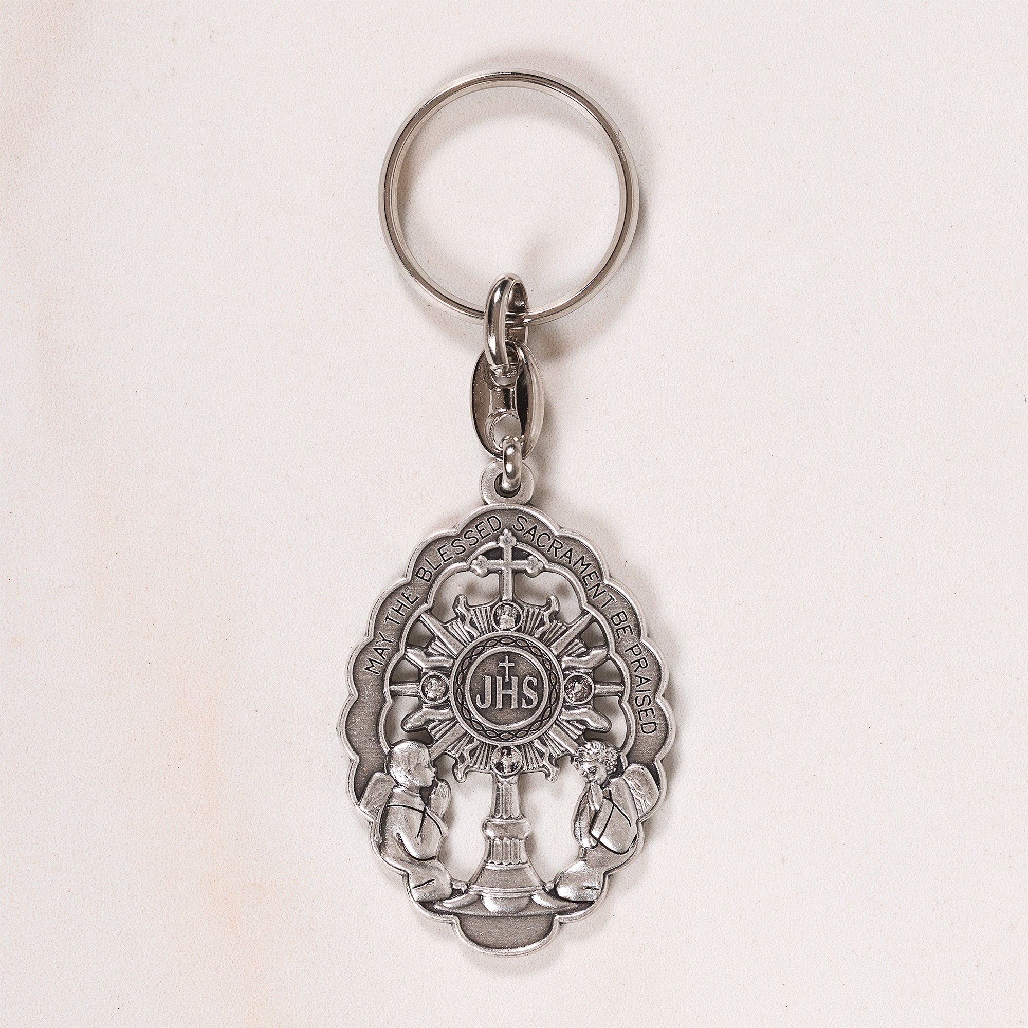 May the Blessed Sacrament Be Praised Devotional Key Chain