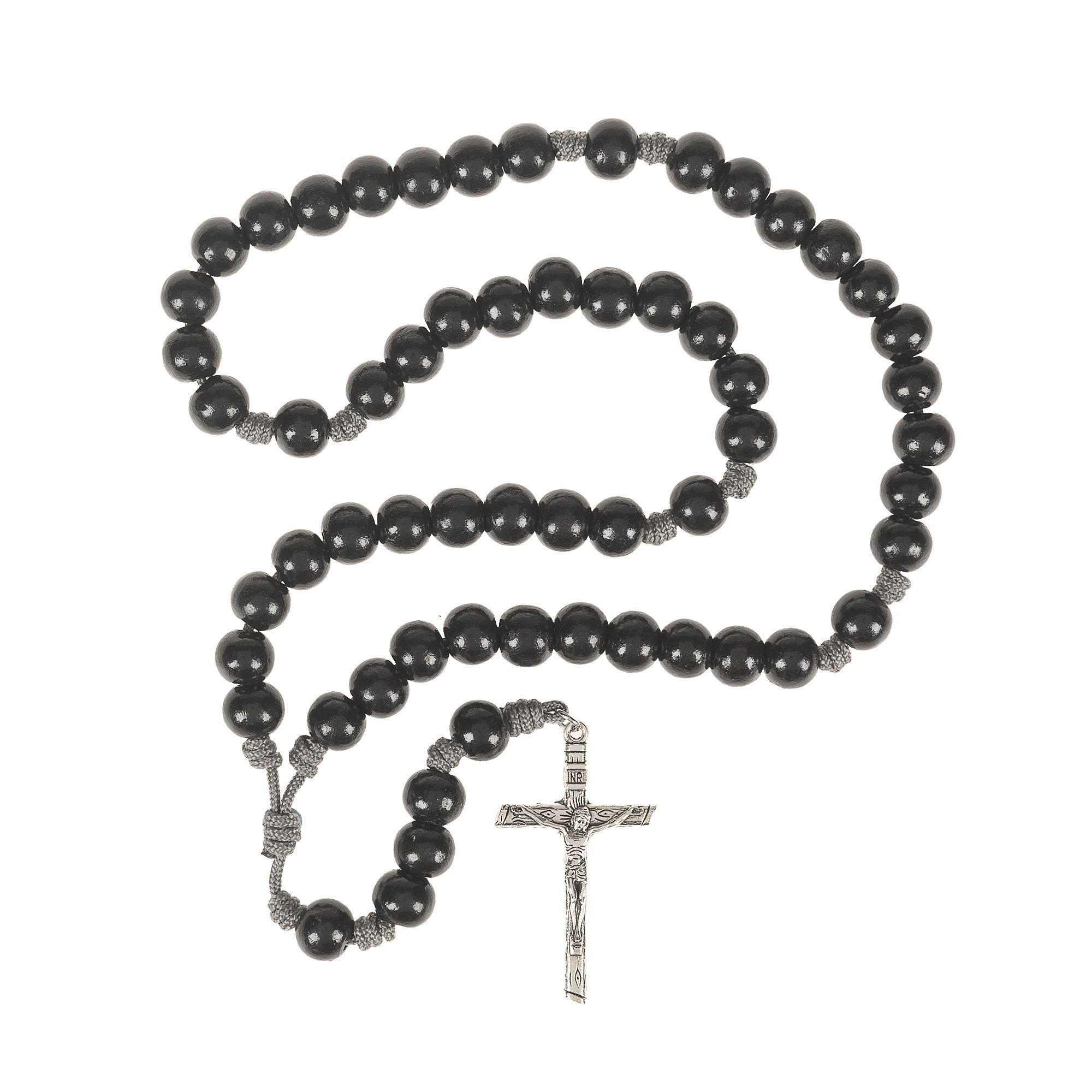Black Wood Gray Paracord Rosary