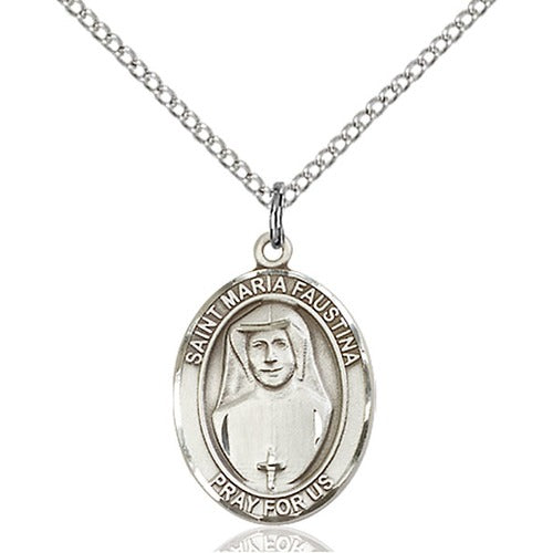 St. Maria Faustina Pendant with Chain, Bliss, Sterling Silver