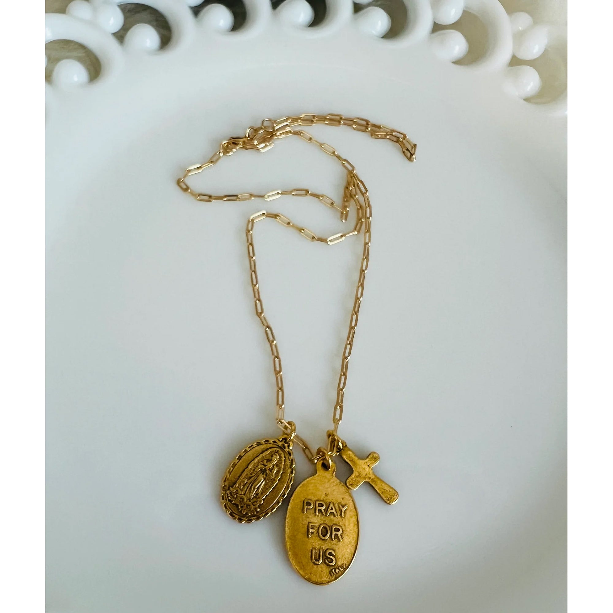 Pope Leo XIV & St. Augustine Cross Paperclip Chain Necklace