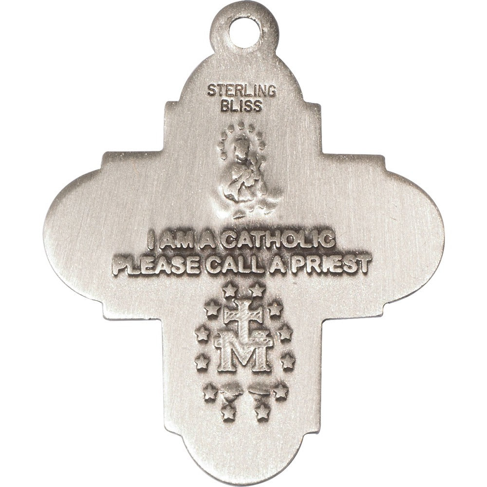 Sterling Silver 4-Way Pendant 1 1/4 X 1 Inch