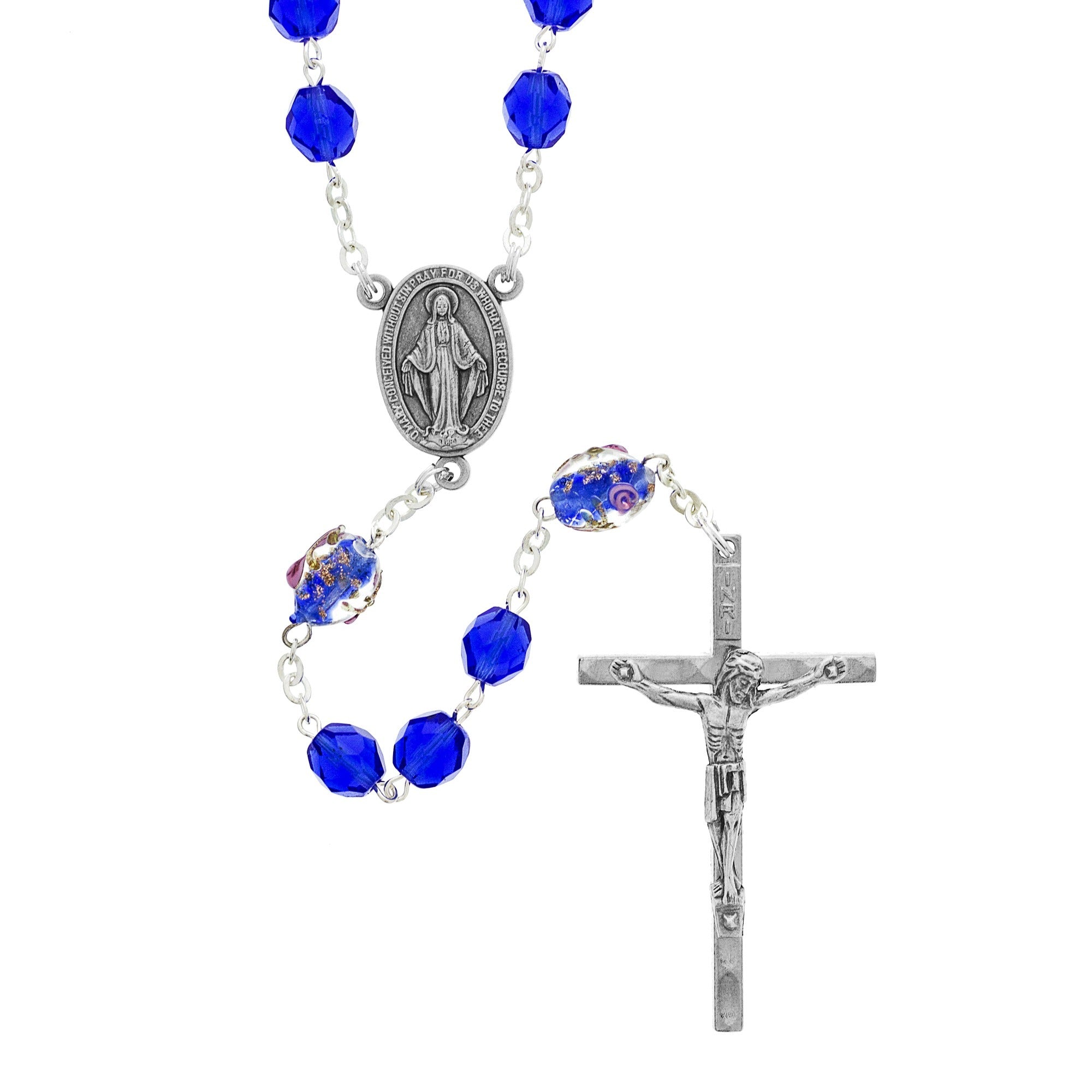 Royal Blue Glass Bead Rosary