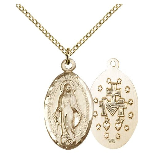 14kt Gold Filled Miraculous Medal Pendant 7/8 X 1/2 Inch