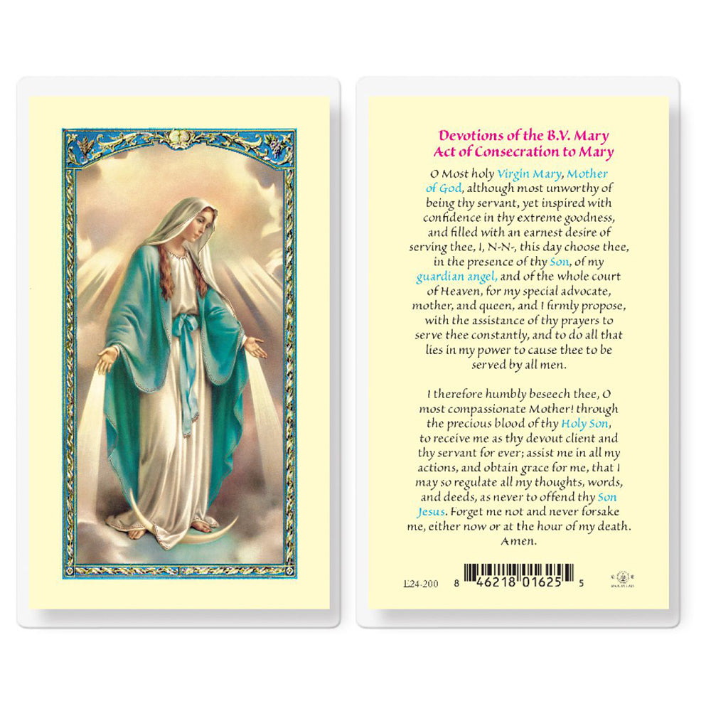 Devotions of the Blessed Virgin Mary Act of Consecration to Mary - Prayer Card