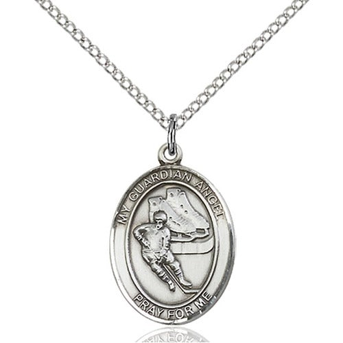 Sterling Silver Guardian Angel/Hockey Pendant