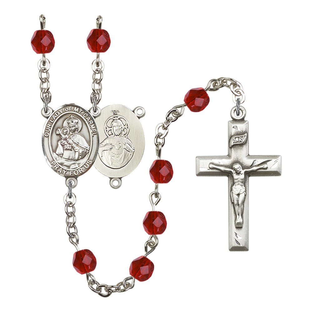 Our Lady Of Mount Carmel Red July Rosary 6mm