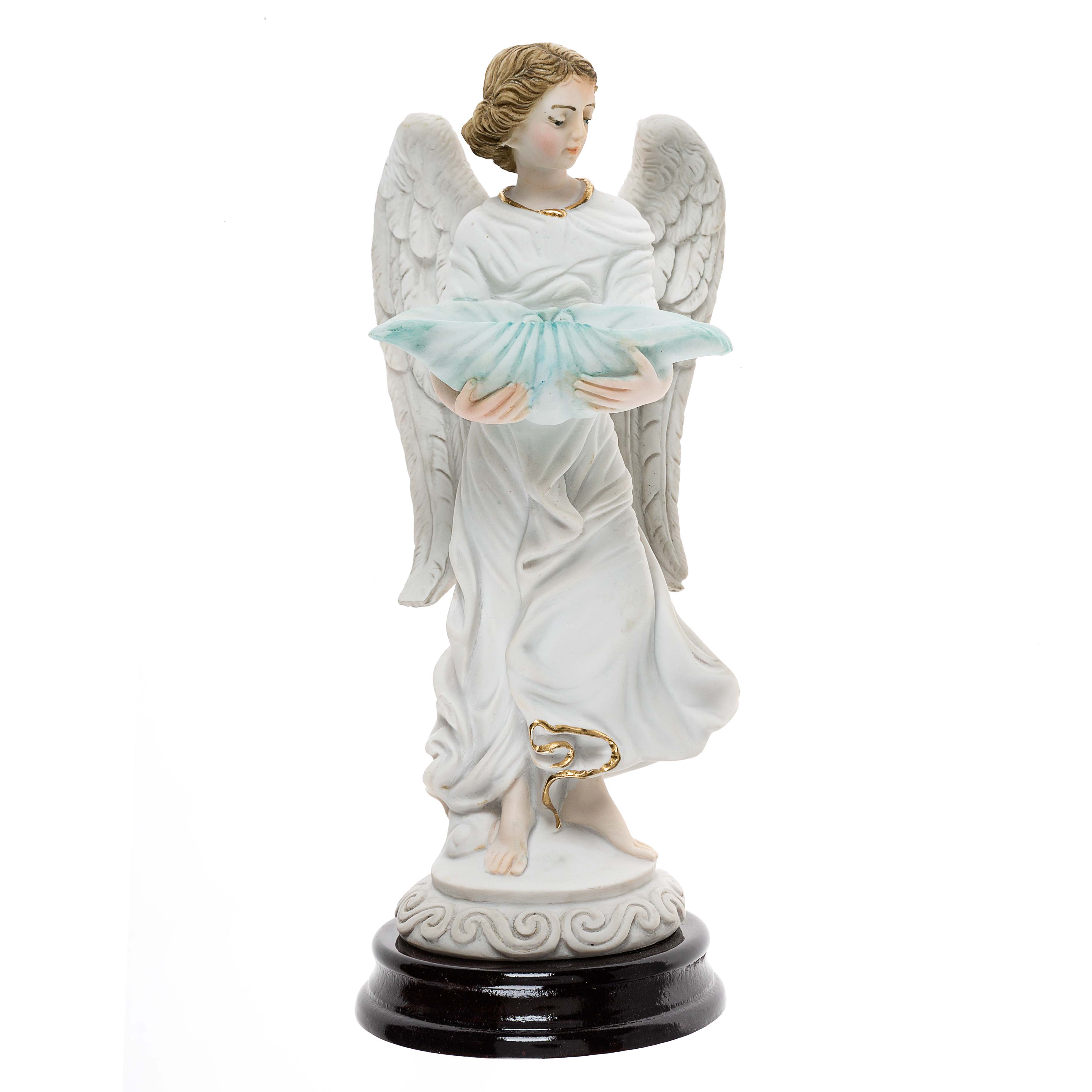 Italian Standing Angel Statue & Holy Water Font - 9.5"