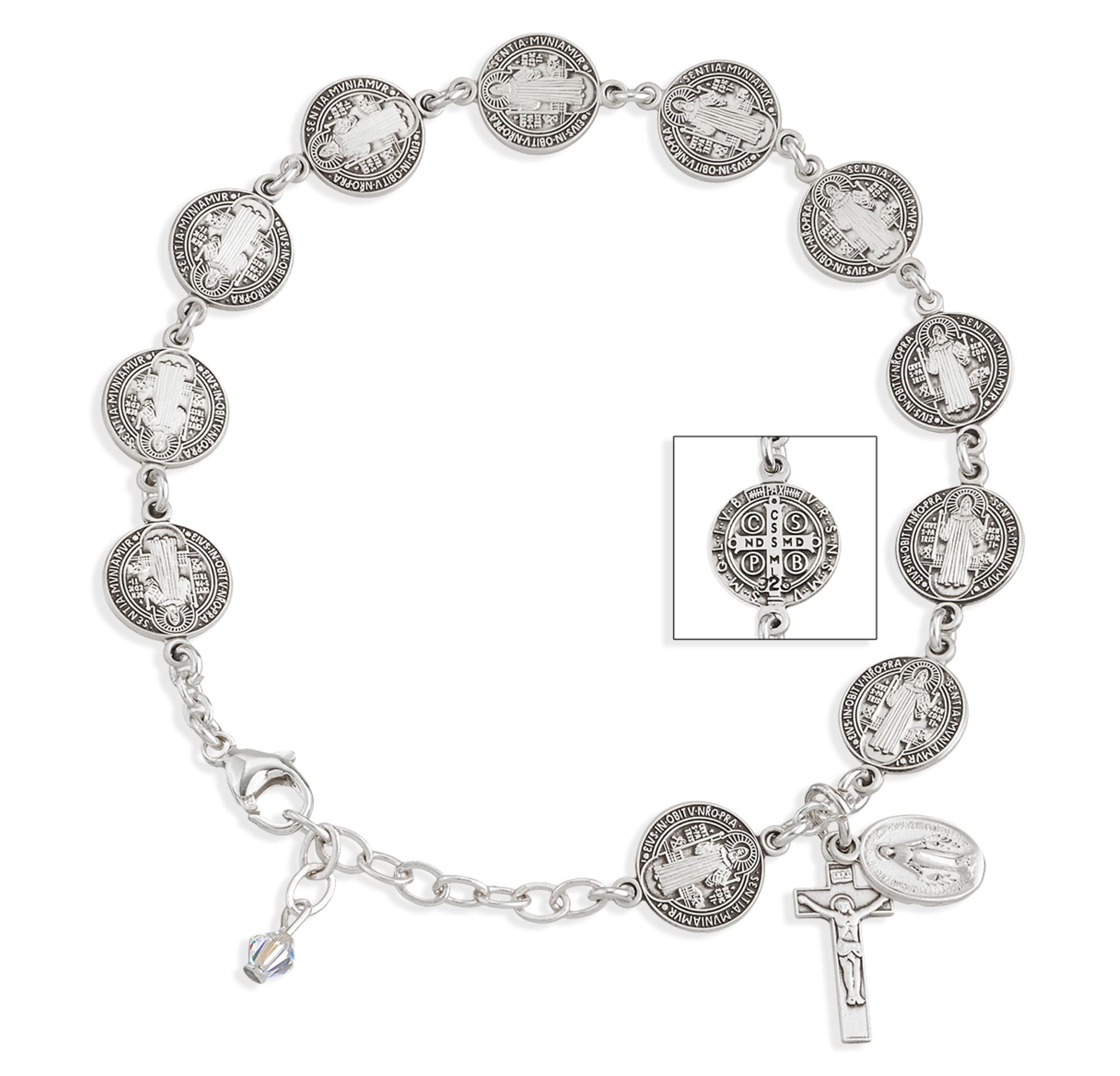 St. Benedict Sterling Rosary Bracelet