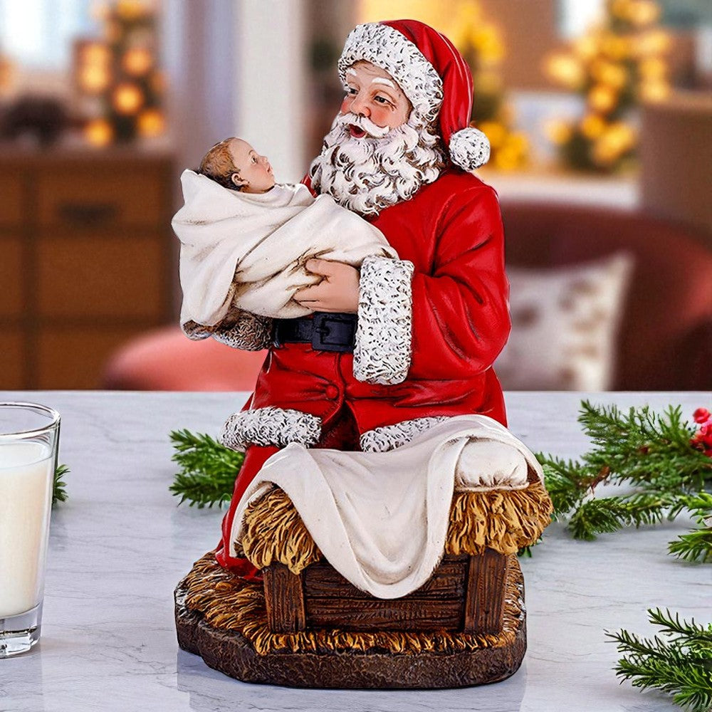 Adoring Santa Nativity Figurine - 9"