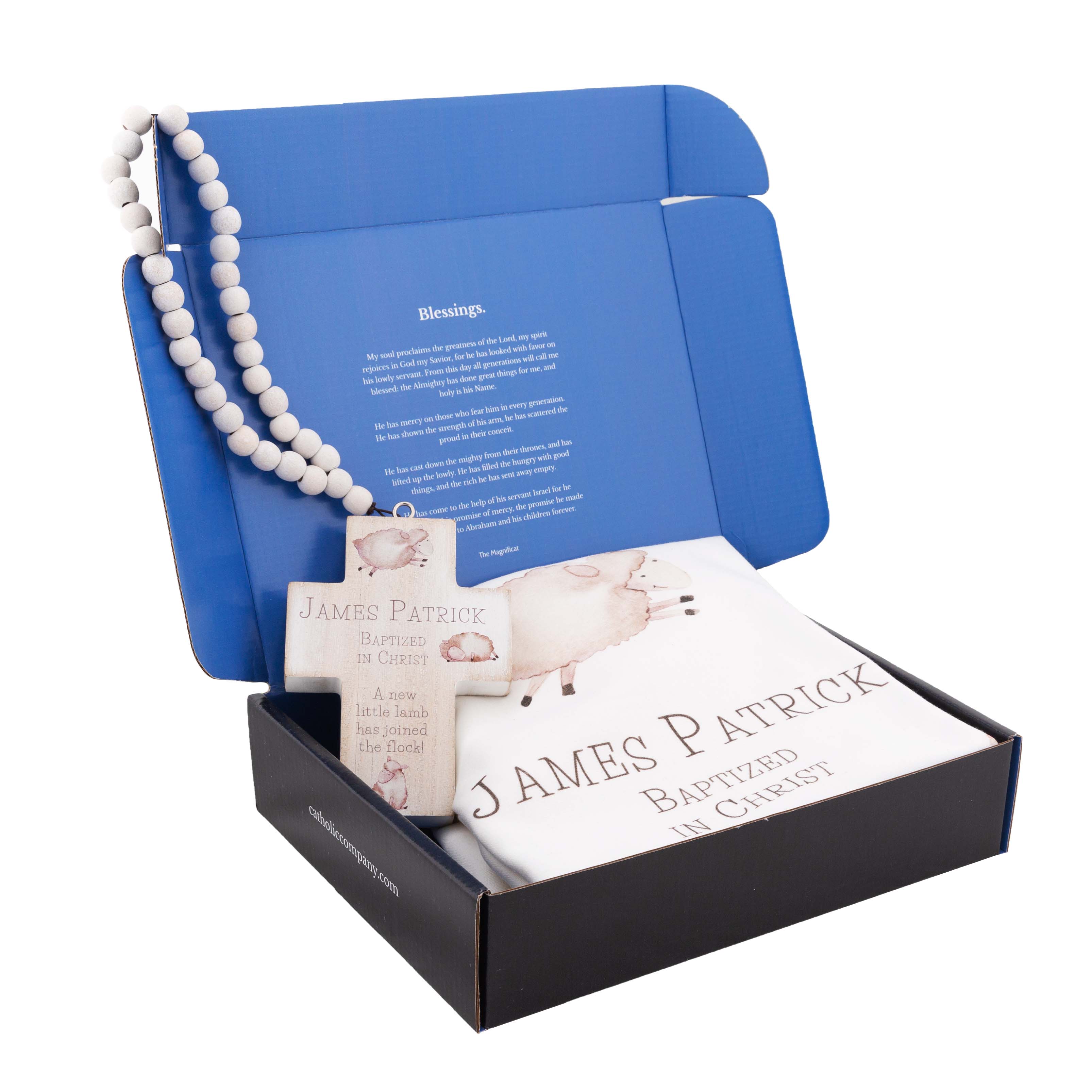 Personalized Baptism Baby Blanket and Hanging Cross Gift Set