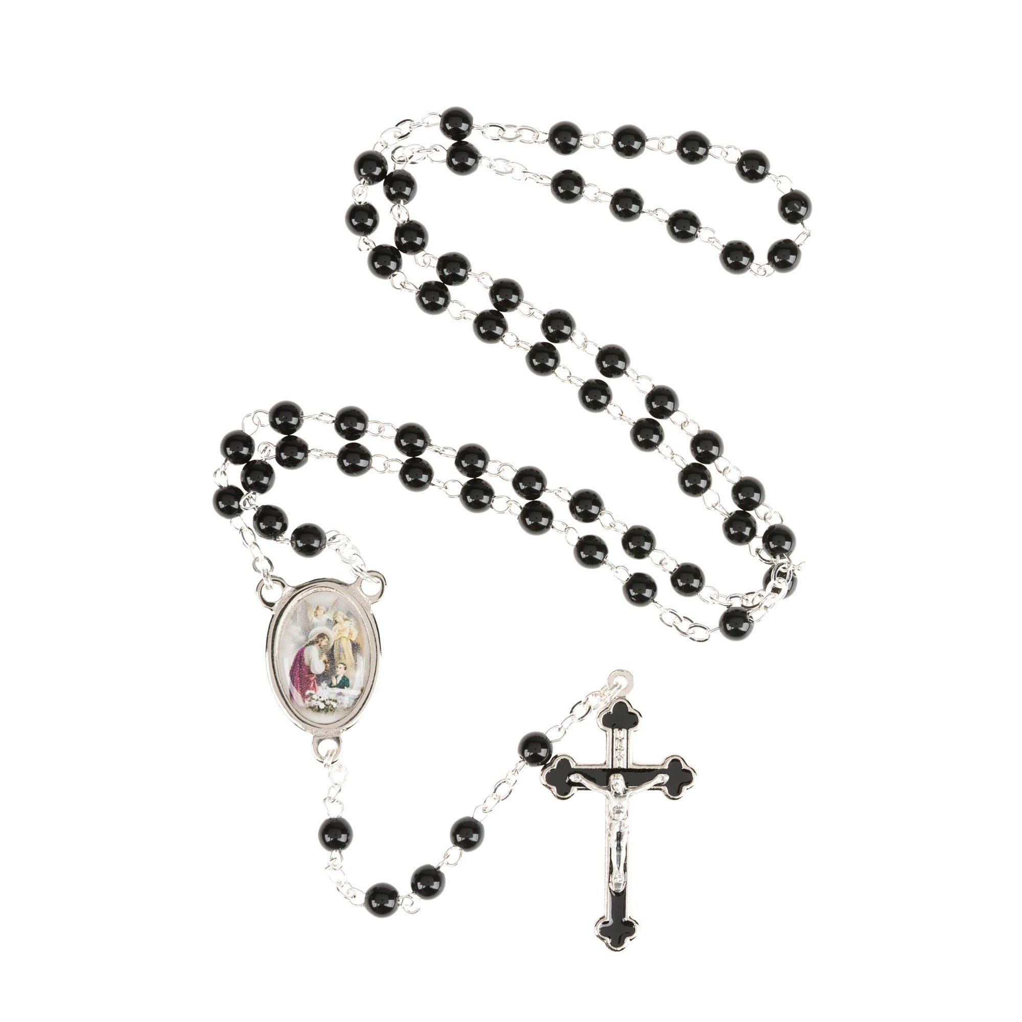 First Communion Boys Rosary with Lapel Pin Gift Set
