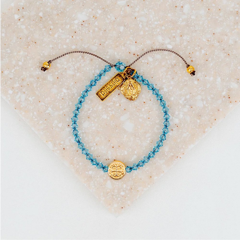 St. Benedict & Miraculous Medal Crystal Blessing Bracelet