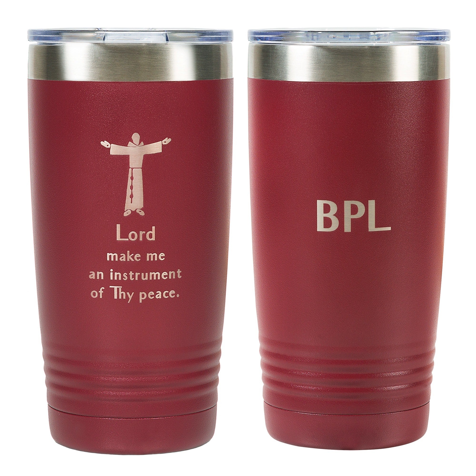 Personalized St. Francis Prayer Maroon 20oz Tumbler