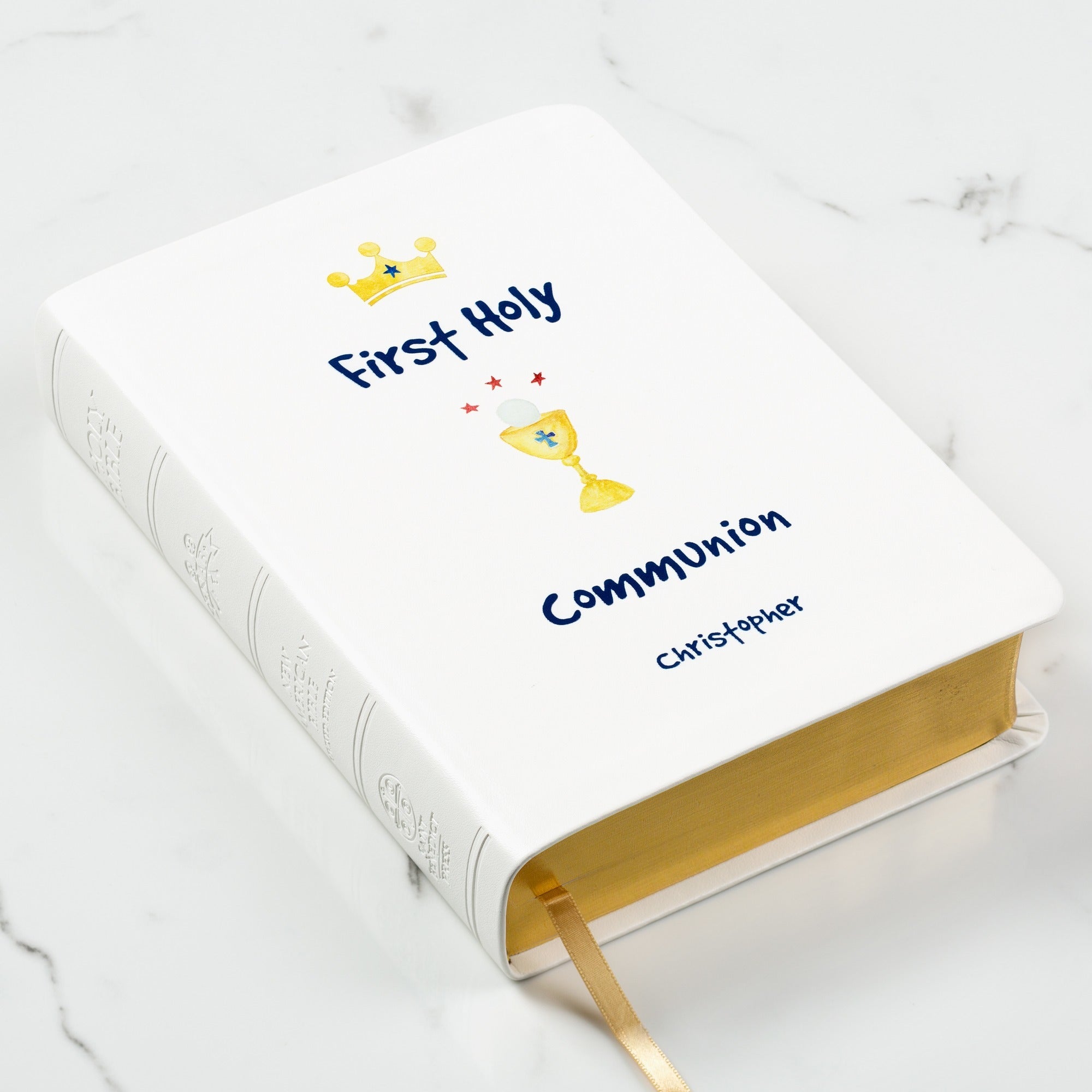 Personalized First Communion Boy's Watercolor Bible