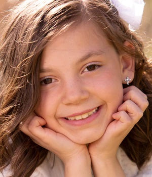 Child's Sterling Silver Loop Cross Earrings