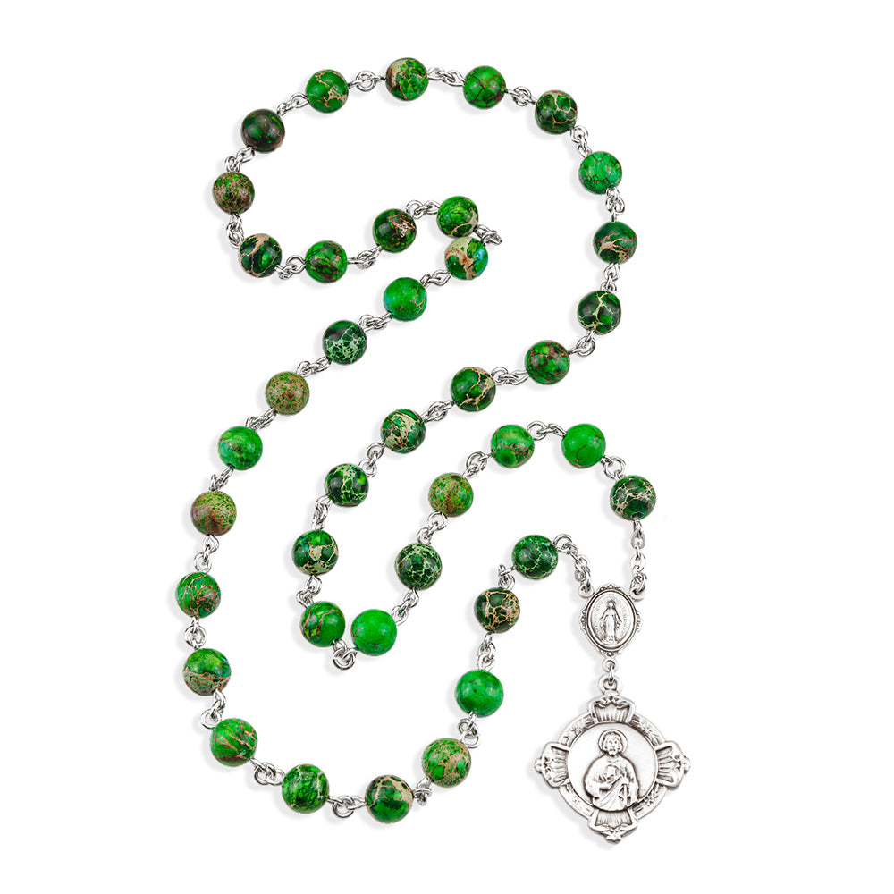 Sterling Green Jasper St. Jude Chaplet