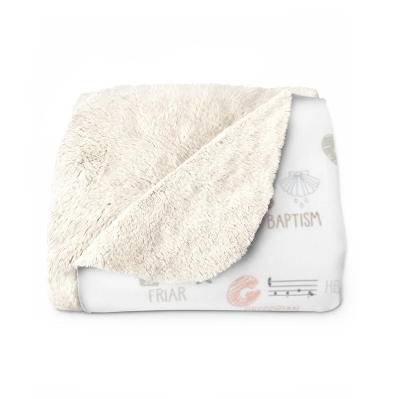 Catholic Alphabet Sherpa Baby Blanket