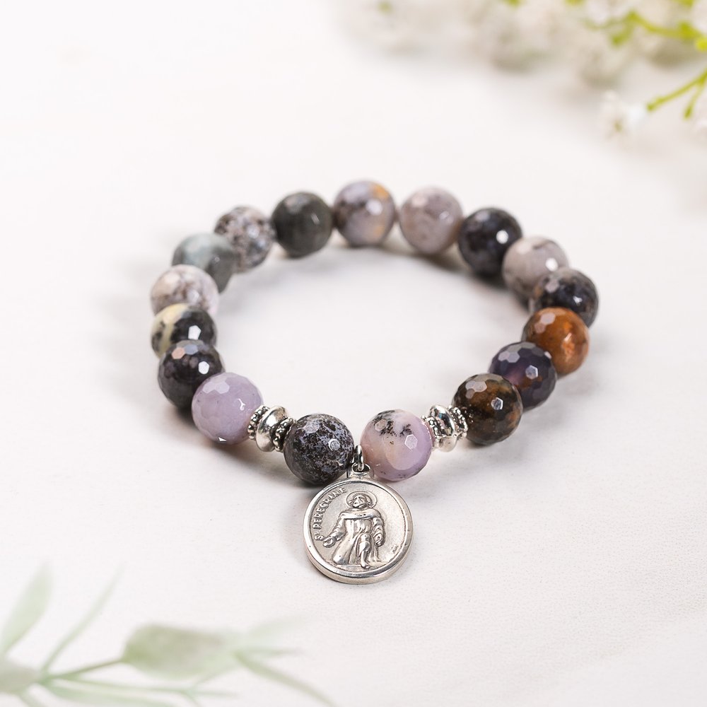 St. Peregrine Natural Amethyst Stone Bracelet