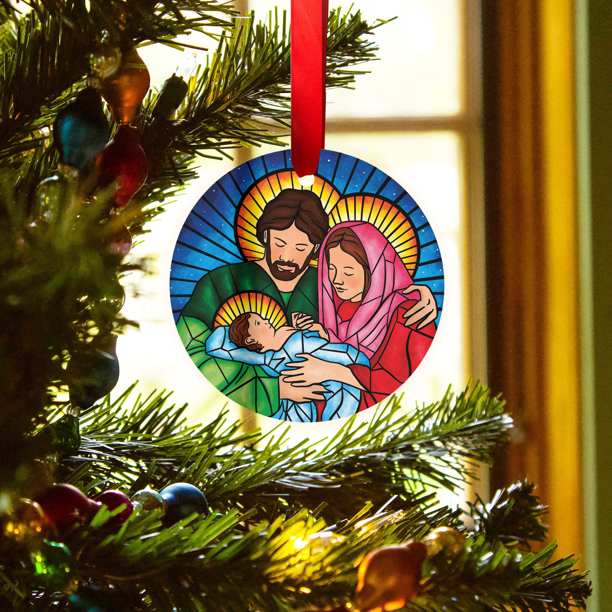 Stained Glass Holy Family Ornament