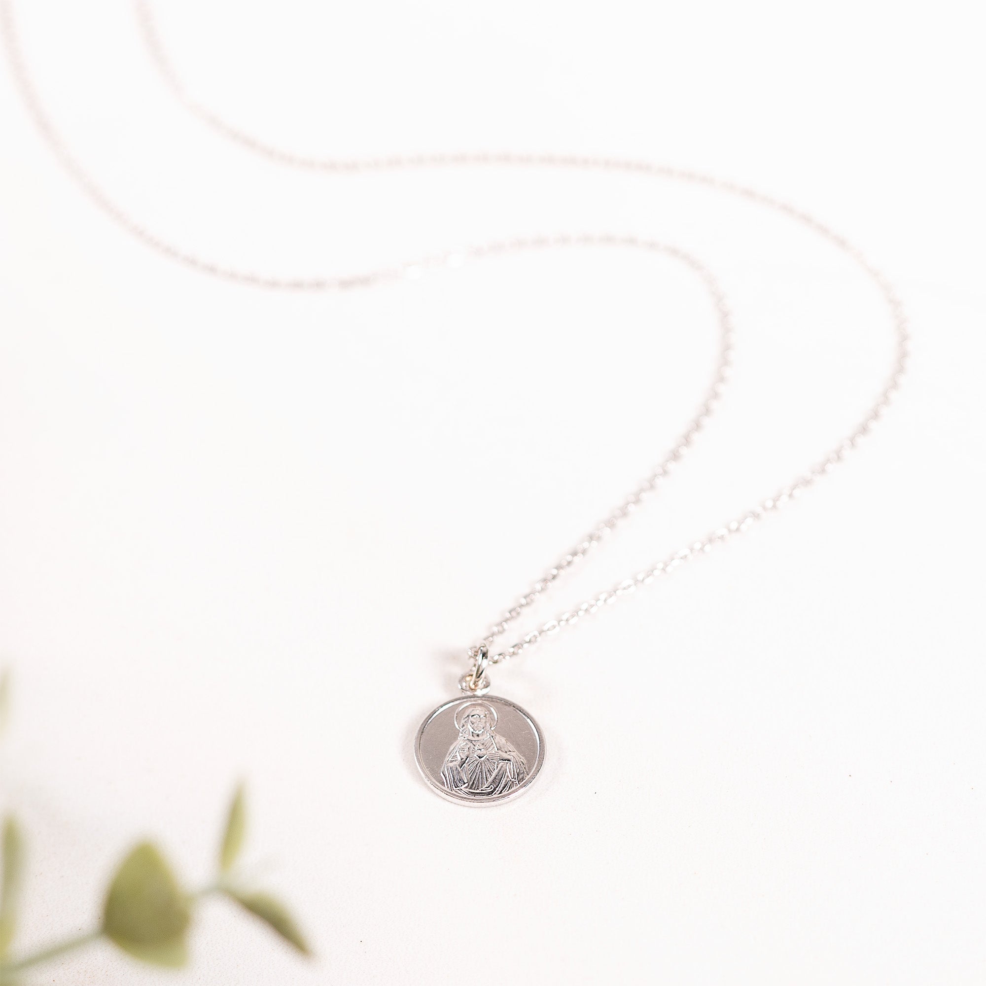 Italian Sacred Heart Medal Necklace