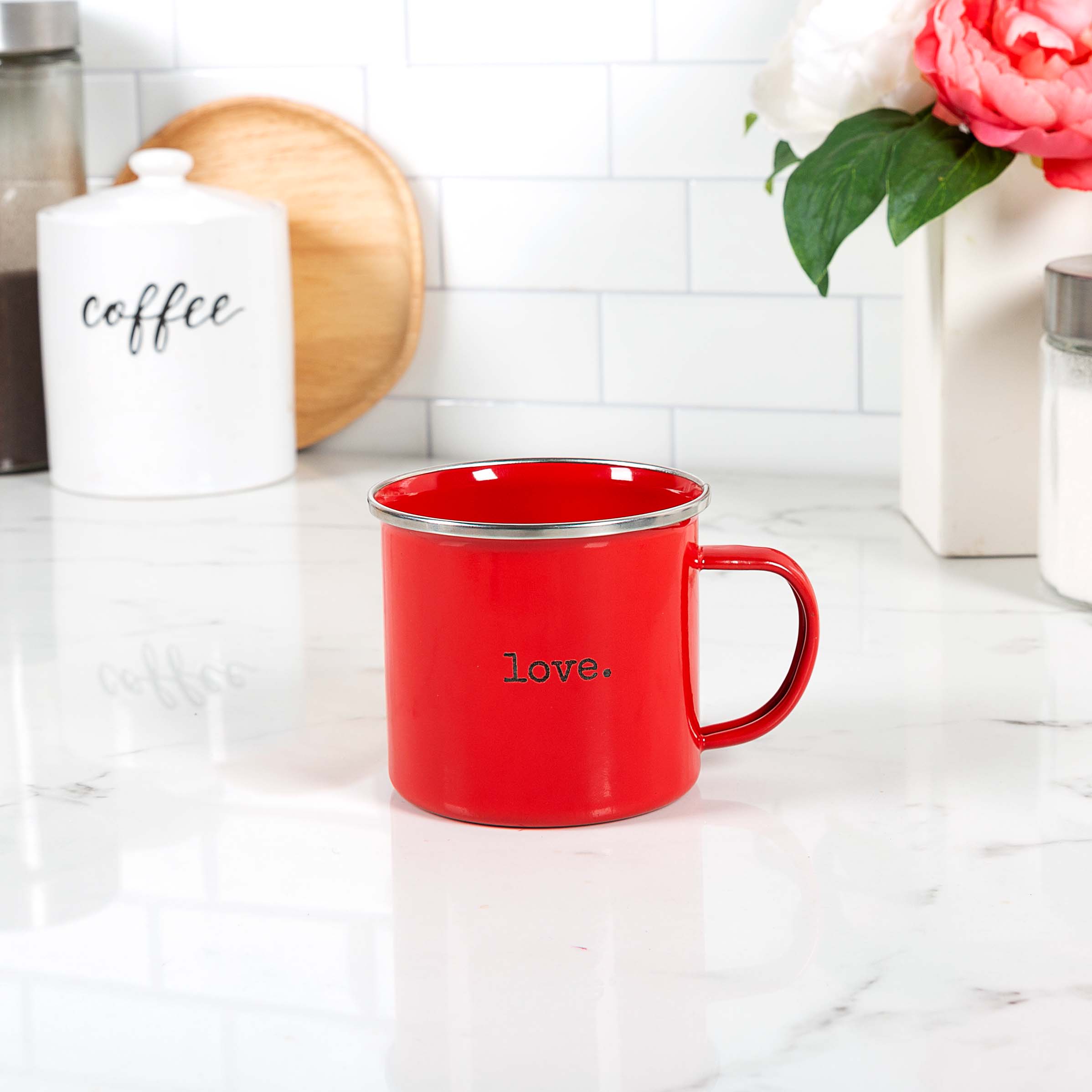 Personalized Red Enamel Love Cup