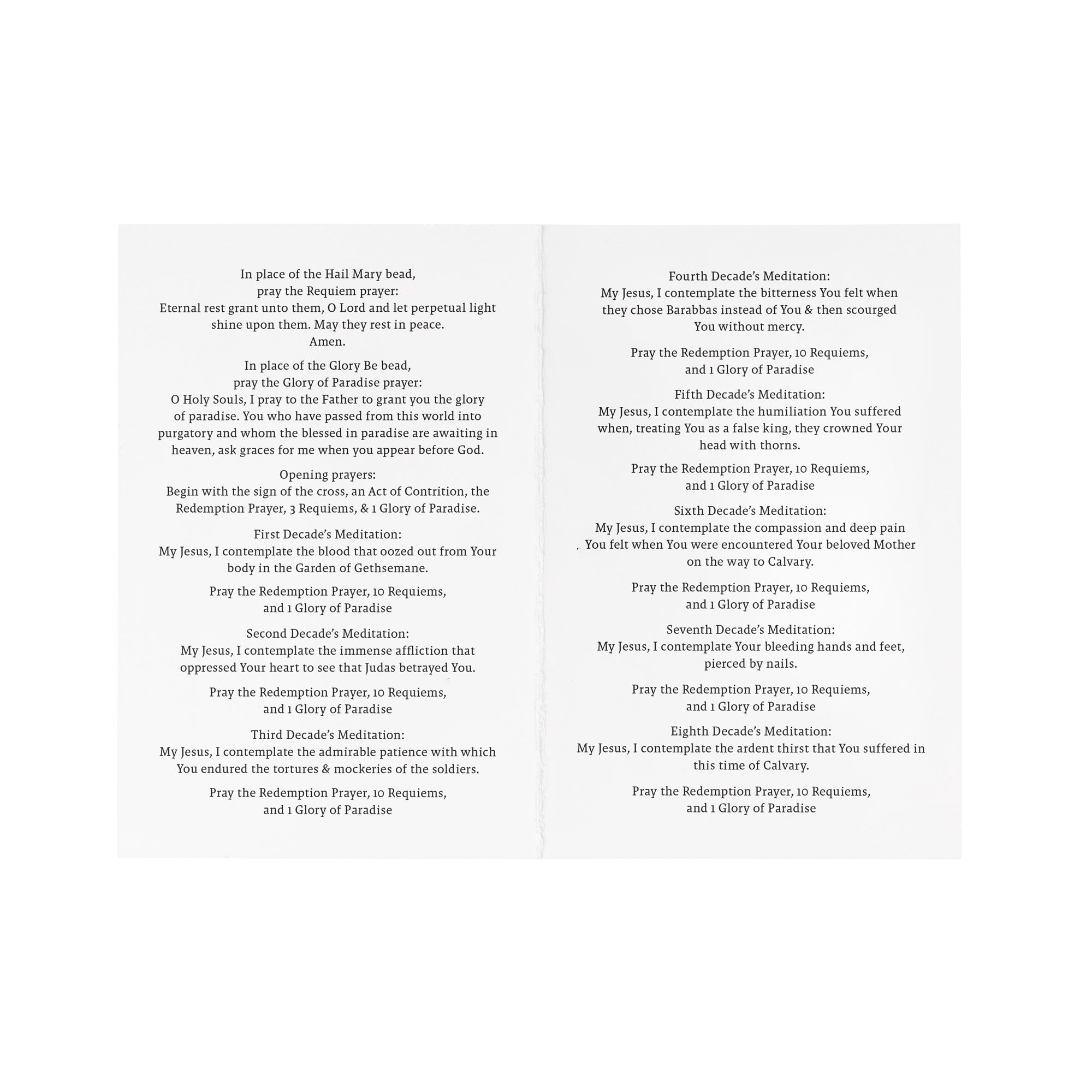 The 100 Requiems Devotion Prayer Card